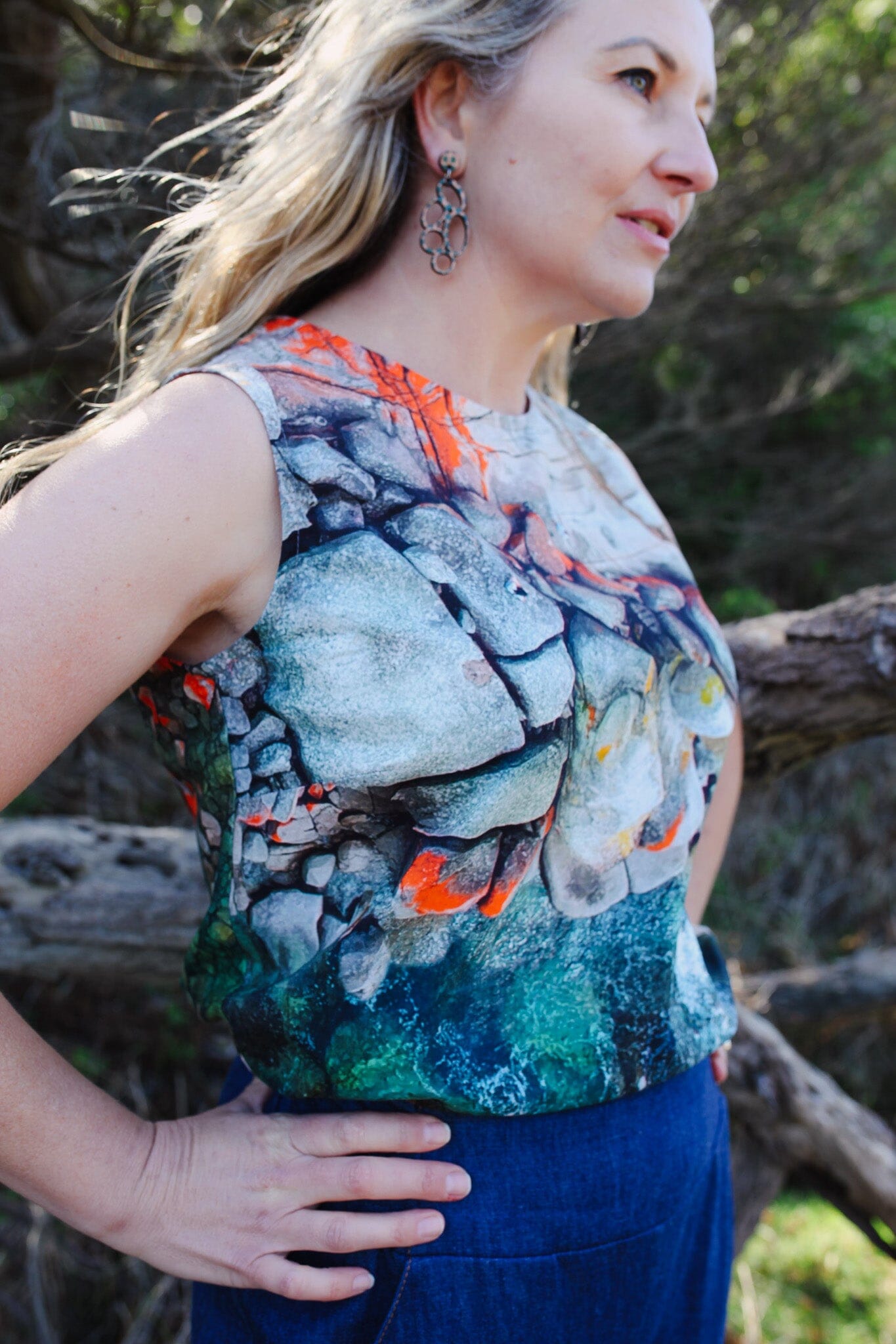 Organic Cotton Tank - Aerial Bay of Fires Shirts & Tops The Spotted Quoll 