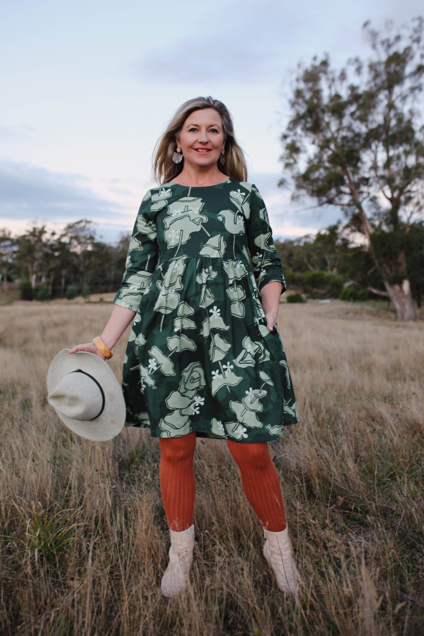Peasant Dress - Risdonii Eucalyptus Dresses The Spotted Quoll 