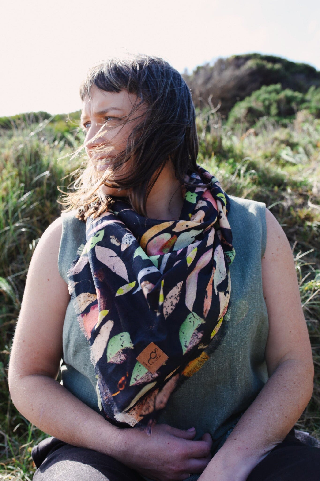 Organic Cotton Square Scarf - Autumn Forager Scarves The Spotted Quoll 