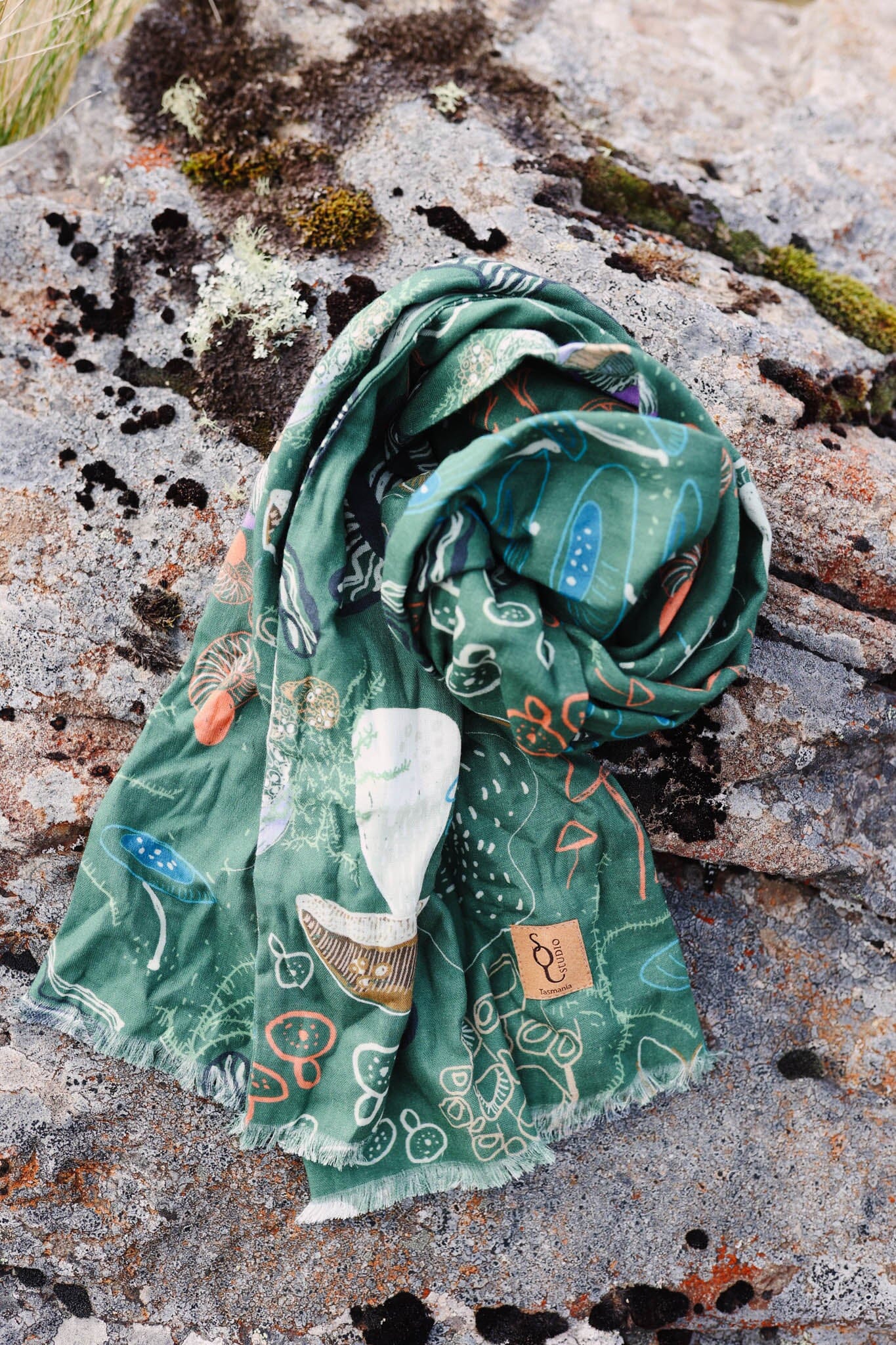 Tassie Fungi Organic Cotton Scarf scarf The Spotted Quoll 
