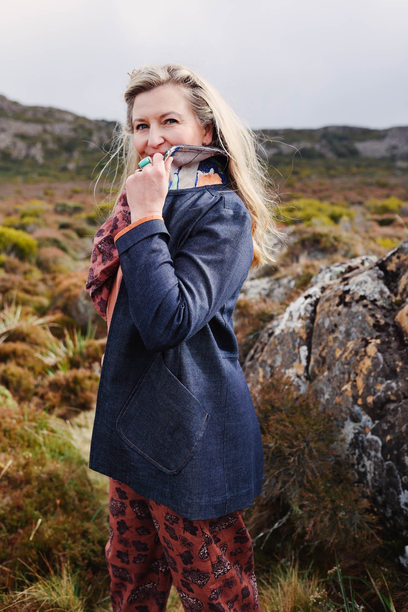 Island Pleat Denim Blazer blazer The Spotted Quoll 