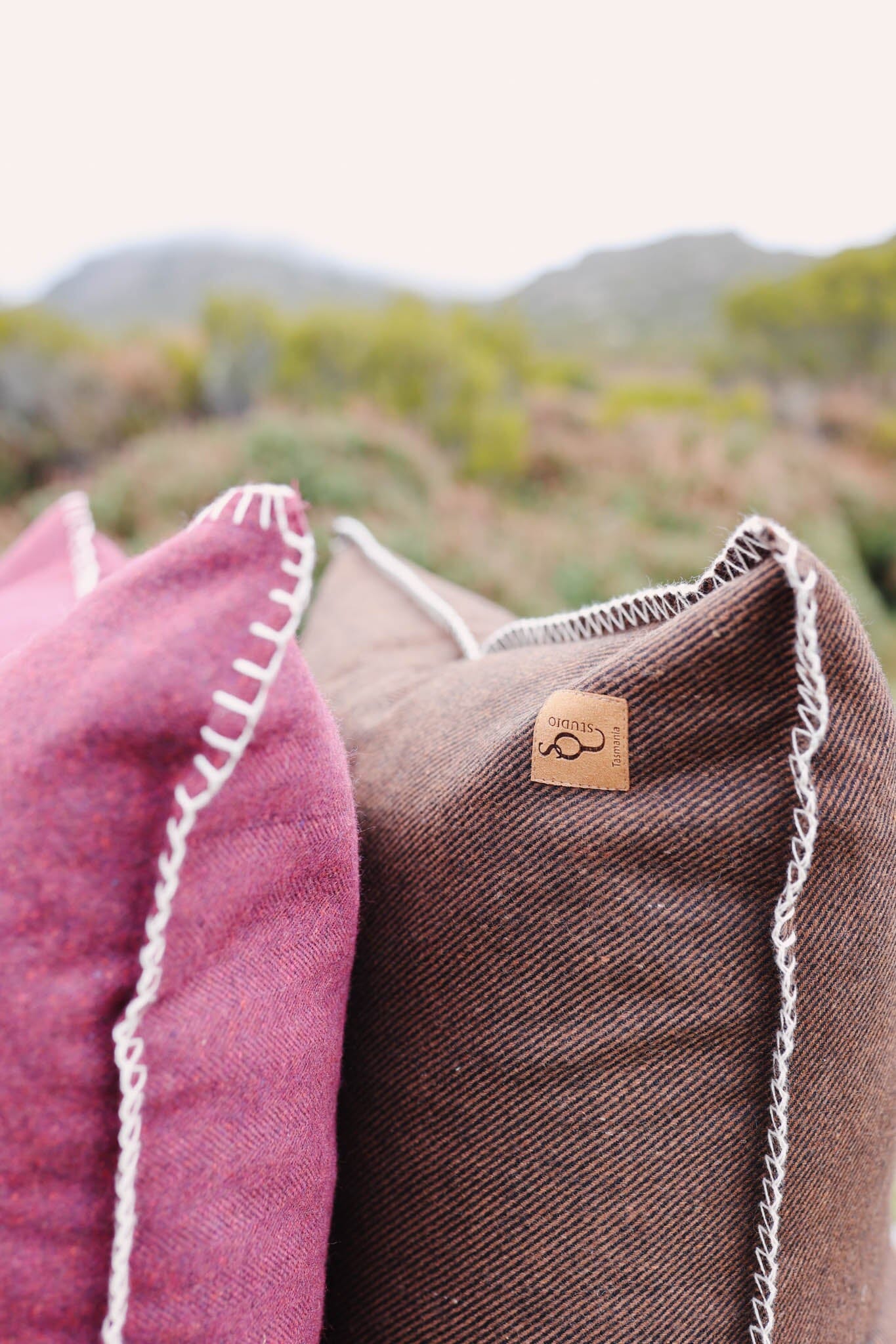 Vino Herringbone Organic Wool Felt Cushions Cushions The Spotted Quoll Studio 