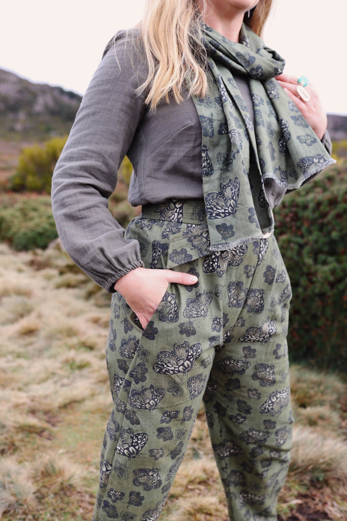 Boss Pant Organic 100% Linen - Moss Moth Pants The Spotted Quoll 