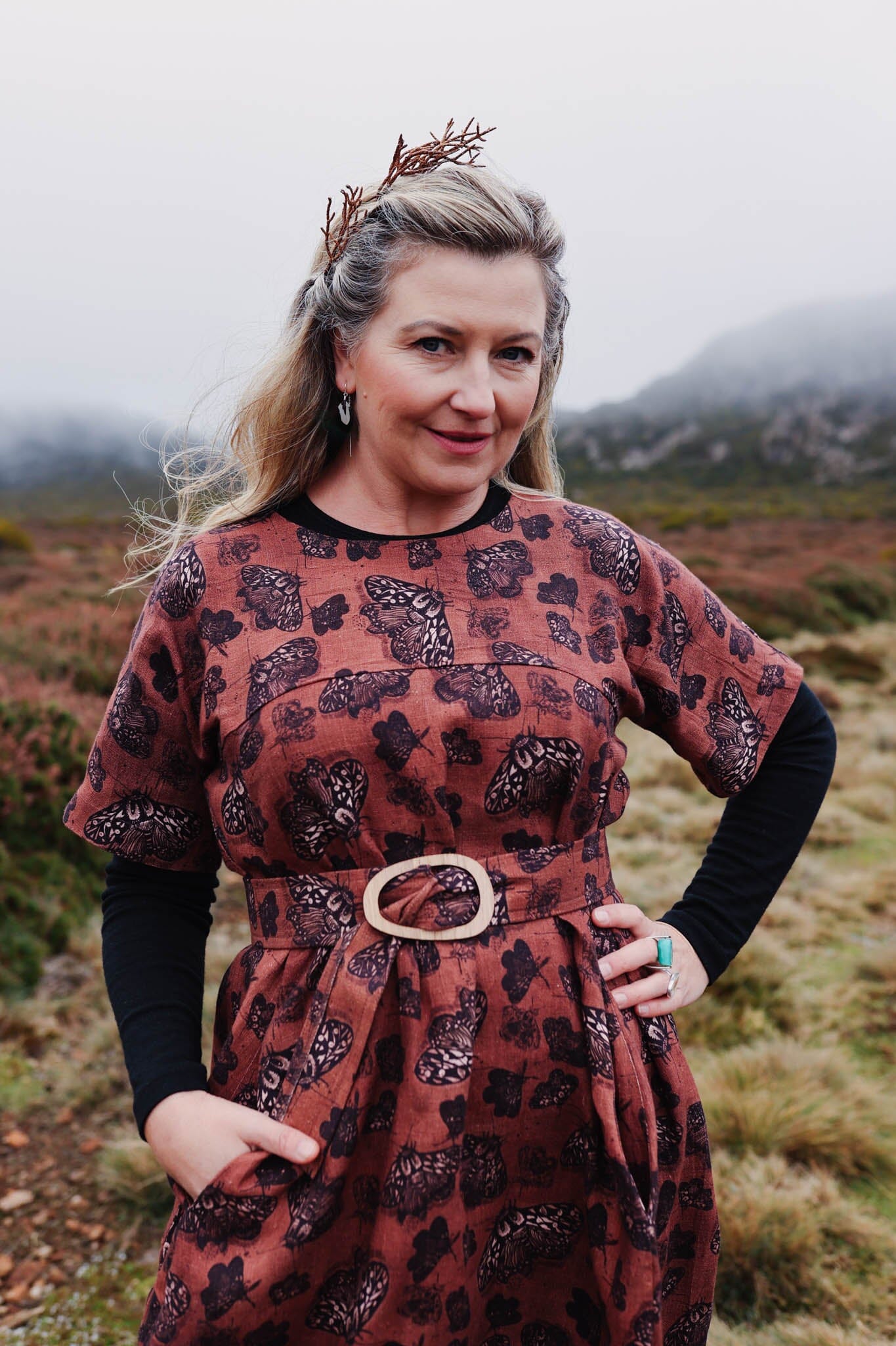 Organic Linen Cocoon Dress - Cocoa Moth Dress The Spotted Quoll 