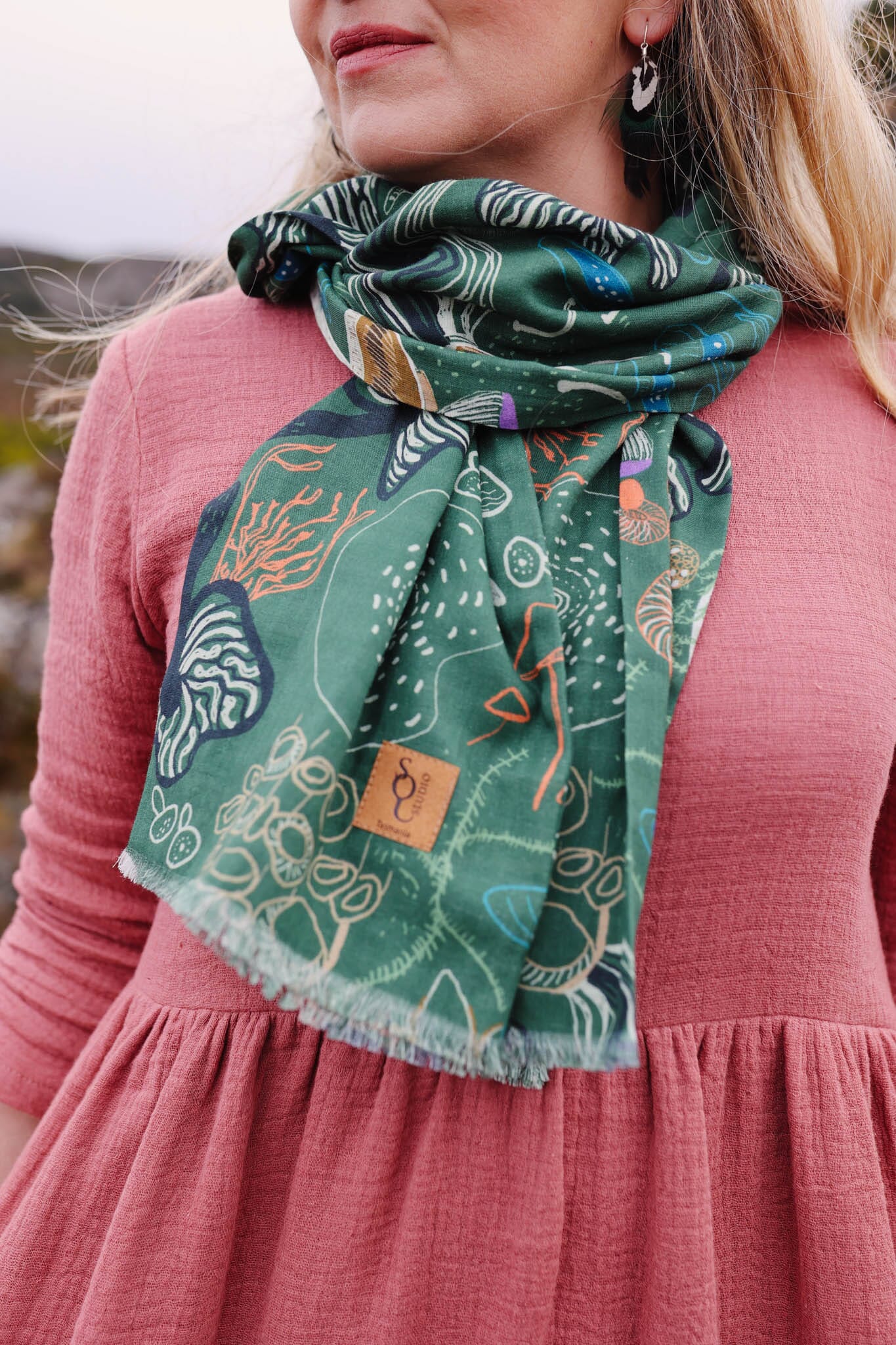 Tassie Fungi Organic Cotton Scarf scarf The Spotted Quoll 