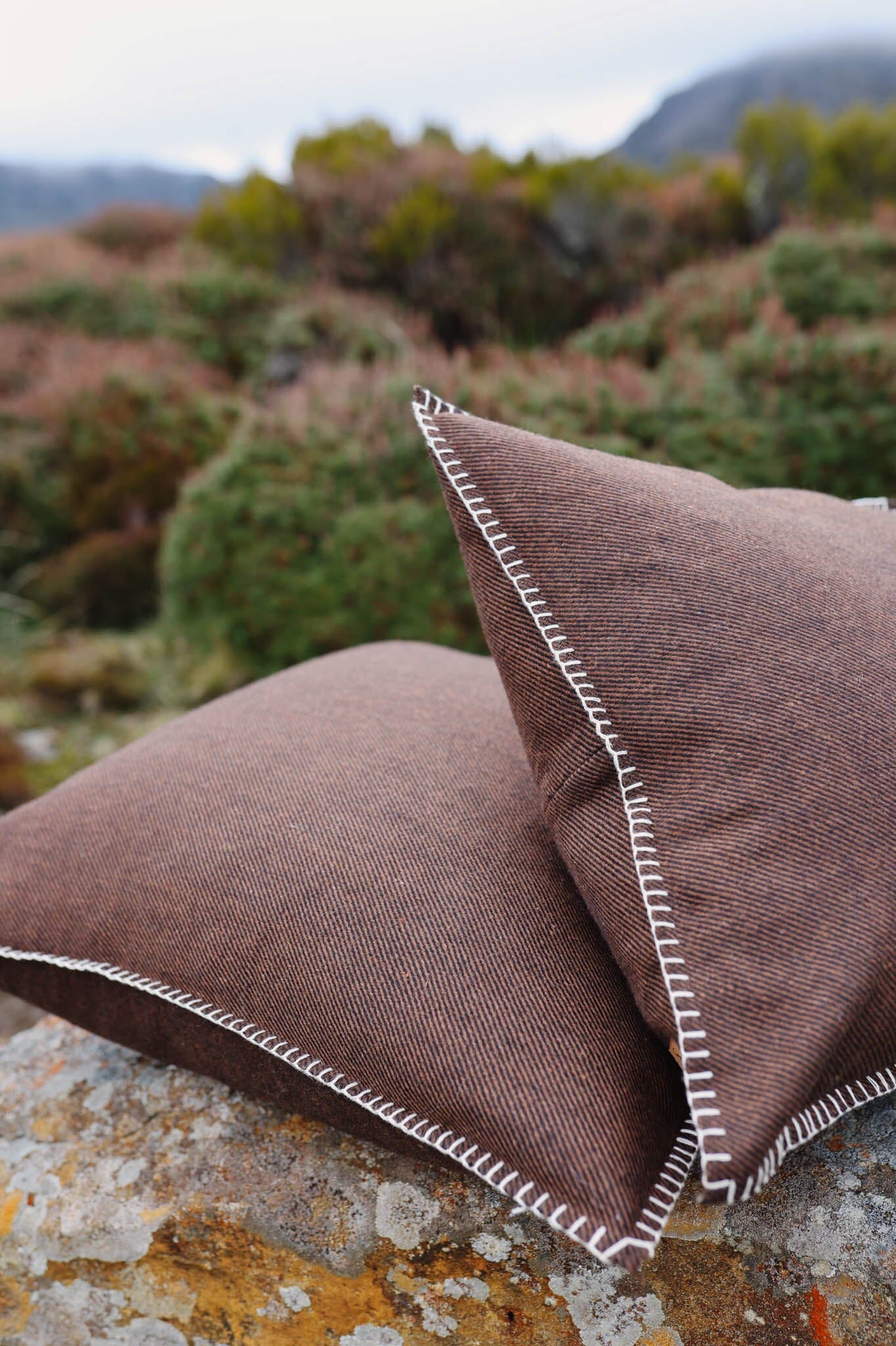 Cocoa Twill Organic Wool Felt Cushions Cushions The Spotted Quoll Studio 