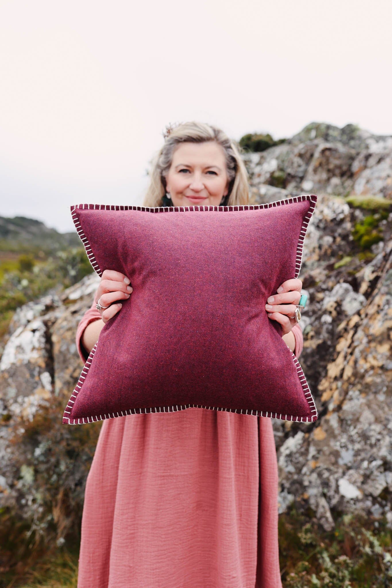 Vino Herringbone Organic Wool Felt Cushions Cushions The Spotted Quoll Studio 