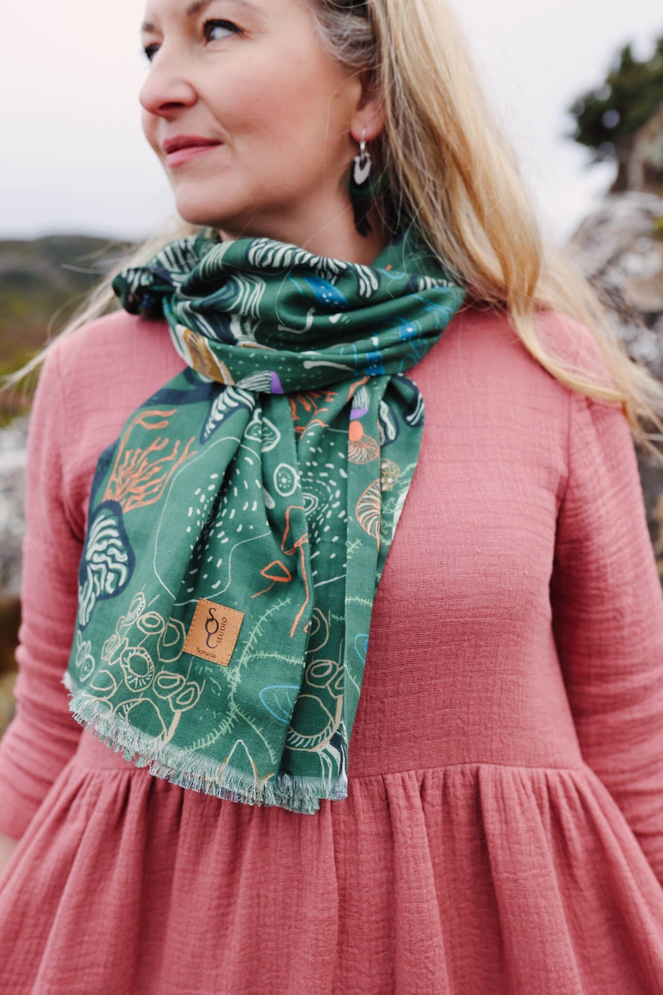 Tassie Fungi Organic Cotton Scarf scarf The Spotted Quoll 