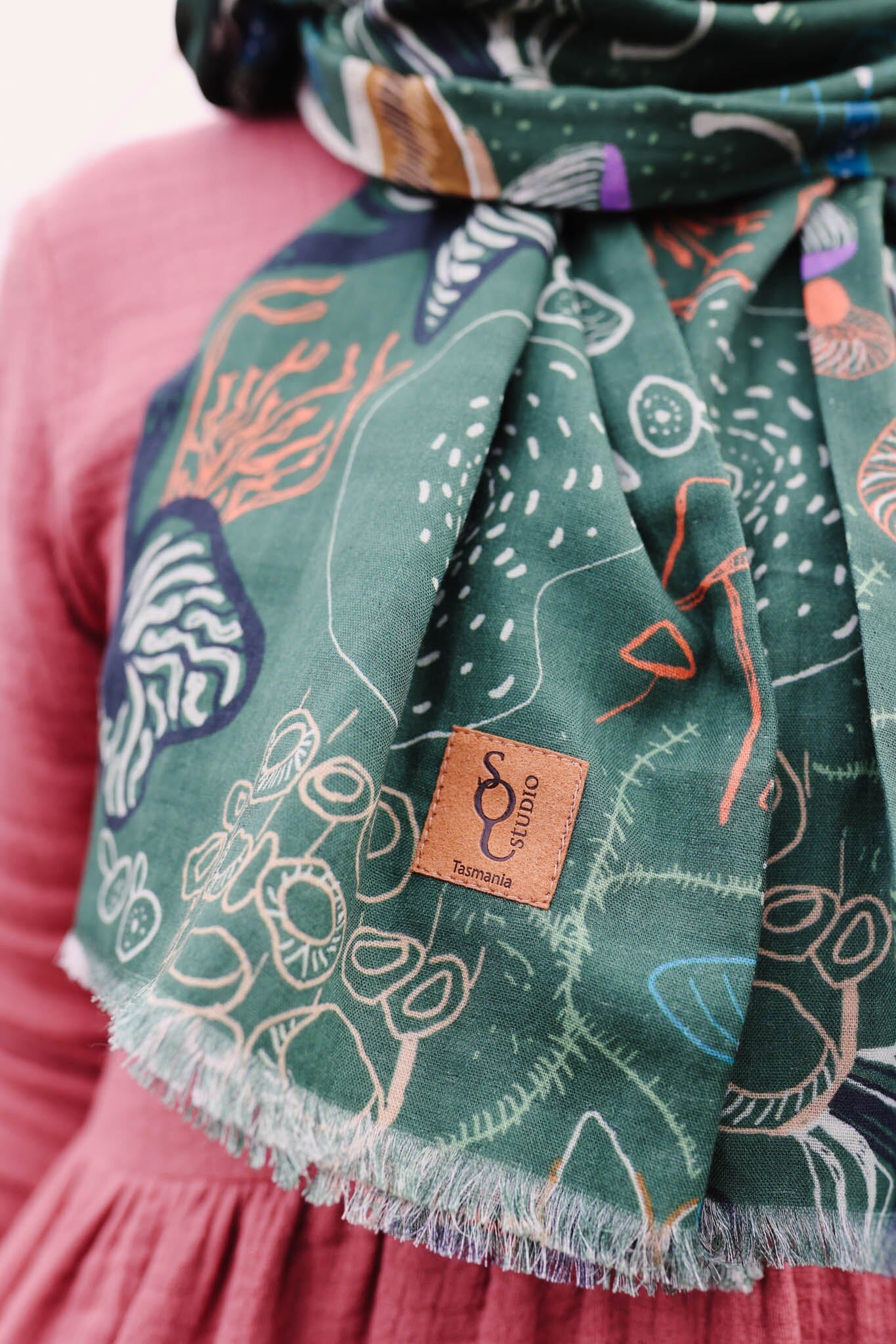 Tassie Fungi Organic Cotton Scarf scarf The Spotted Quoll 