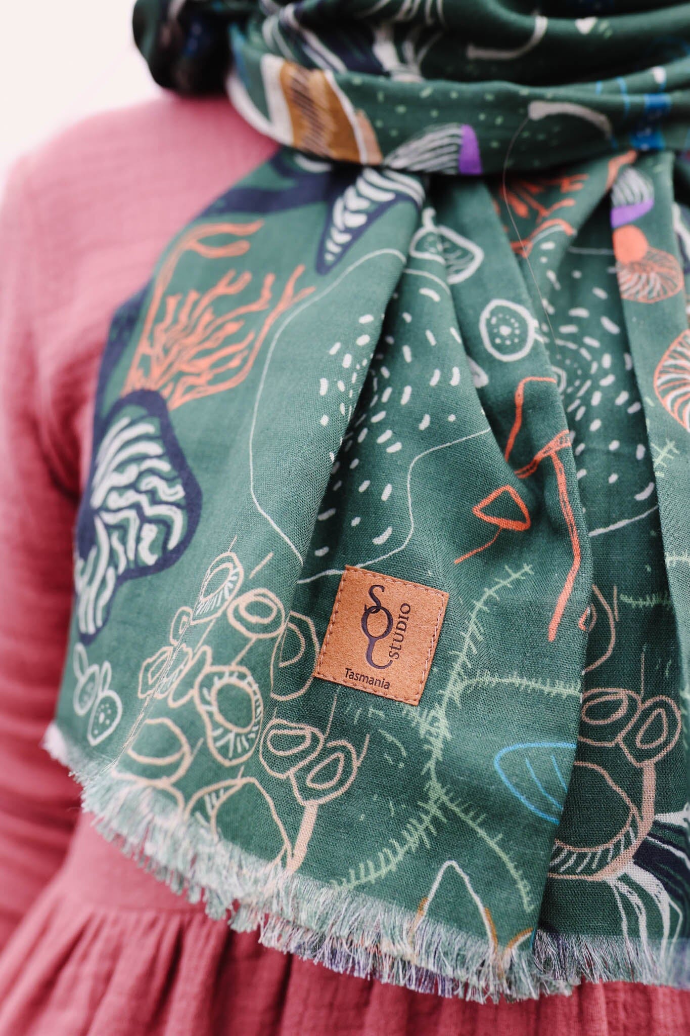 Tassie Fungi Organic Cotton Scarf scarf The Spotted Quoll 
