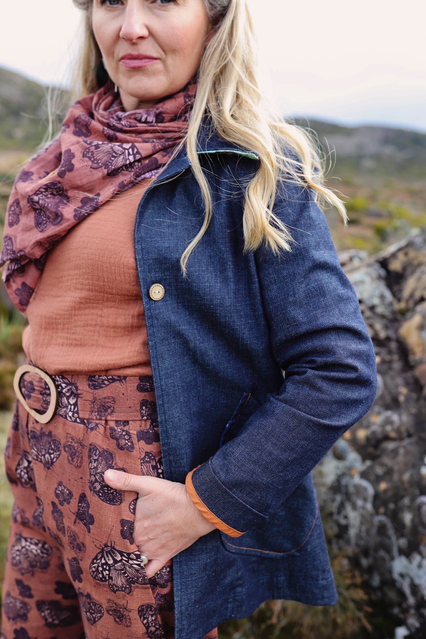 Island Pleat Denim Blazer blazer The Spotted Quoll 