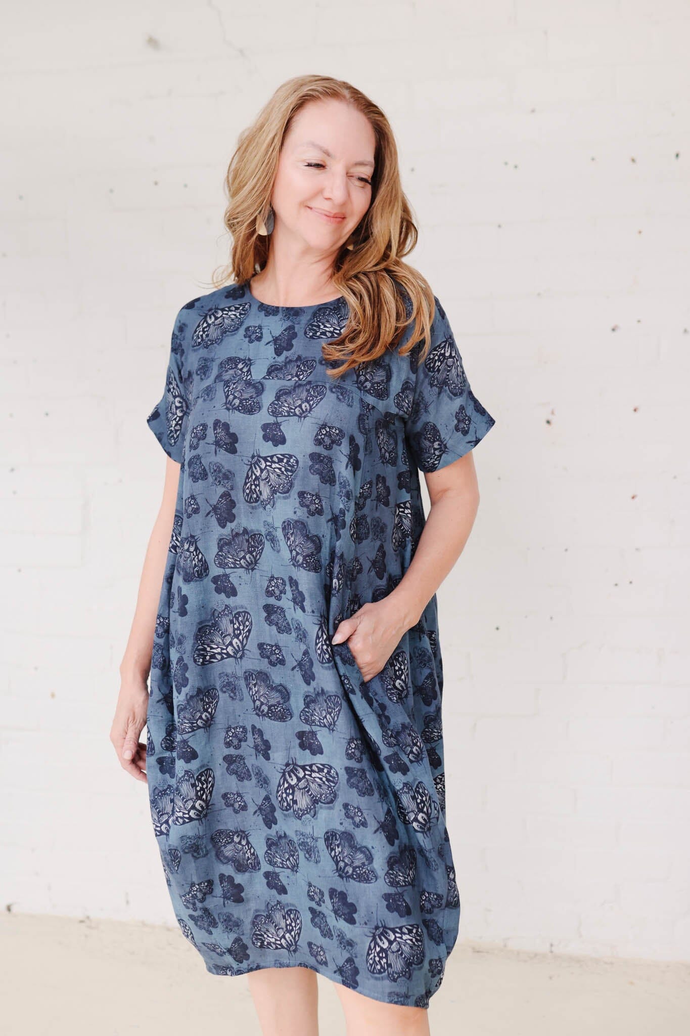 Cocoon Dress Organic Cotton DM -Slate Moth Dress The Spotted Quoll 