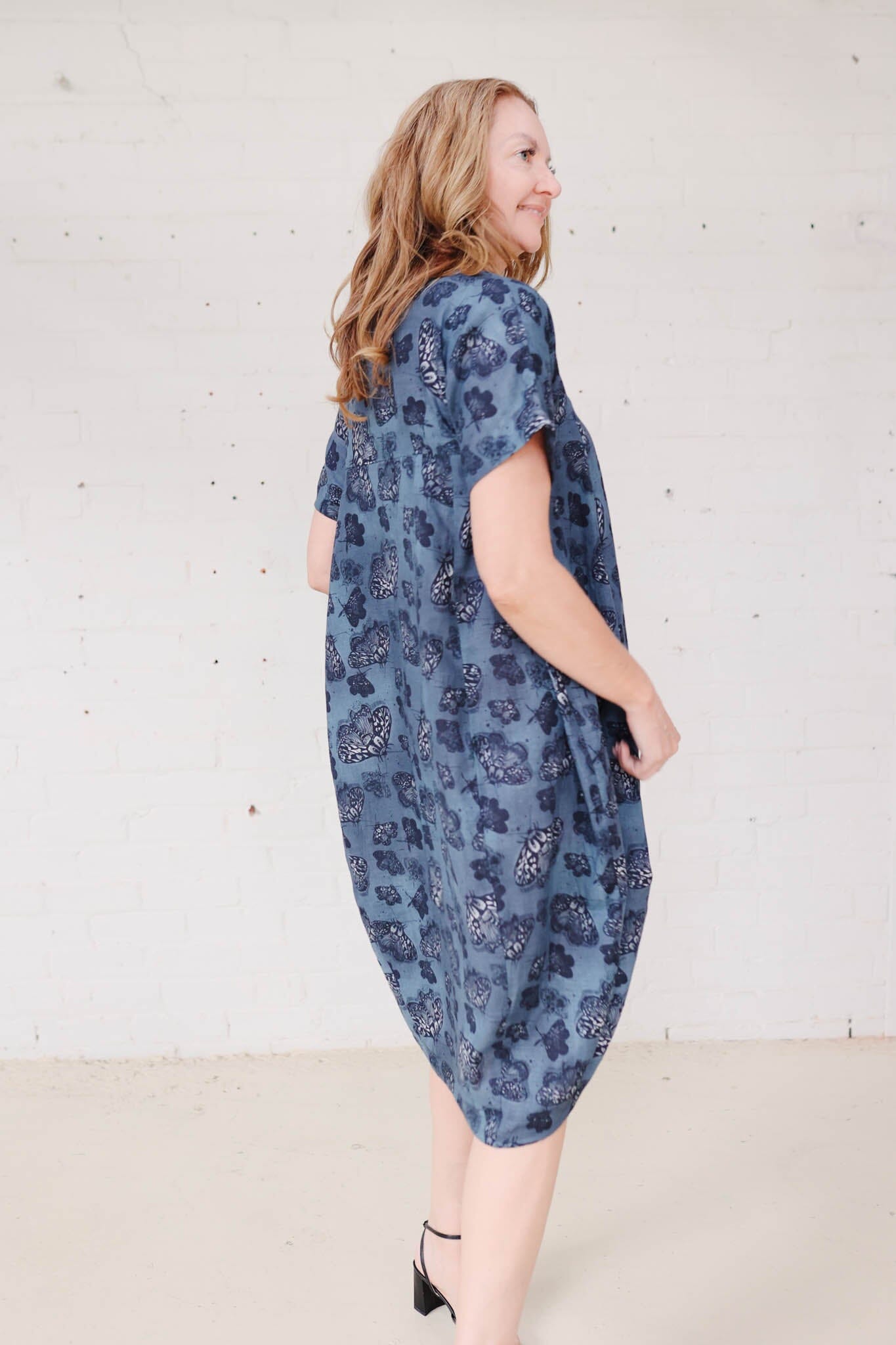 Cocoon Dress Organic Cotton DM -Slate Moth Dress The Spotted Quoll 