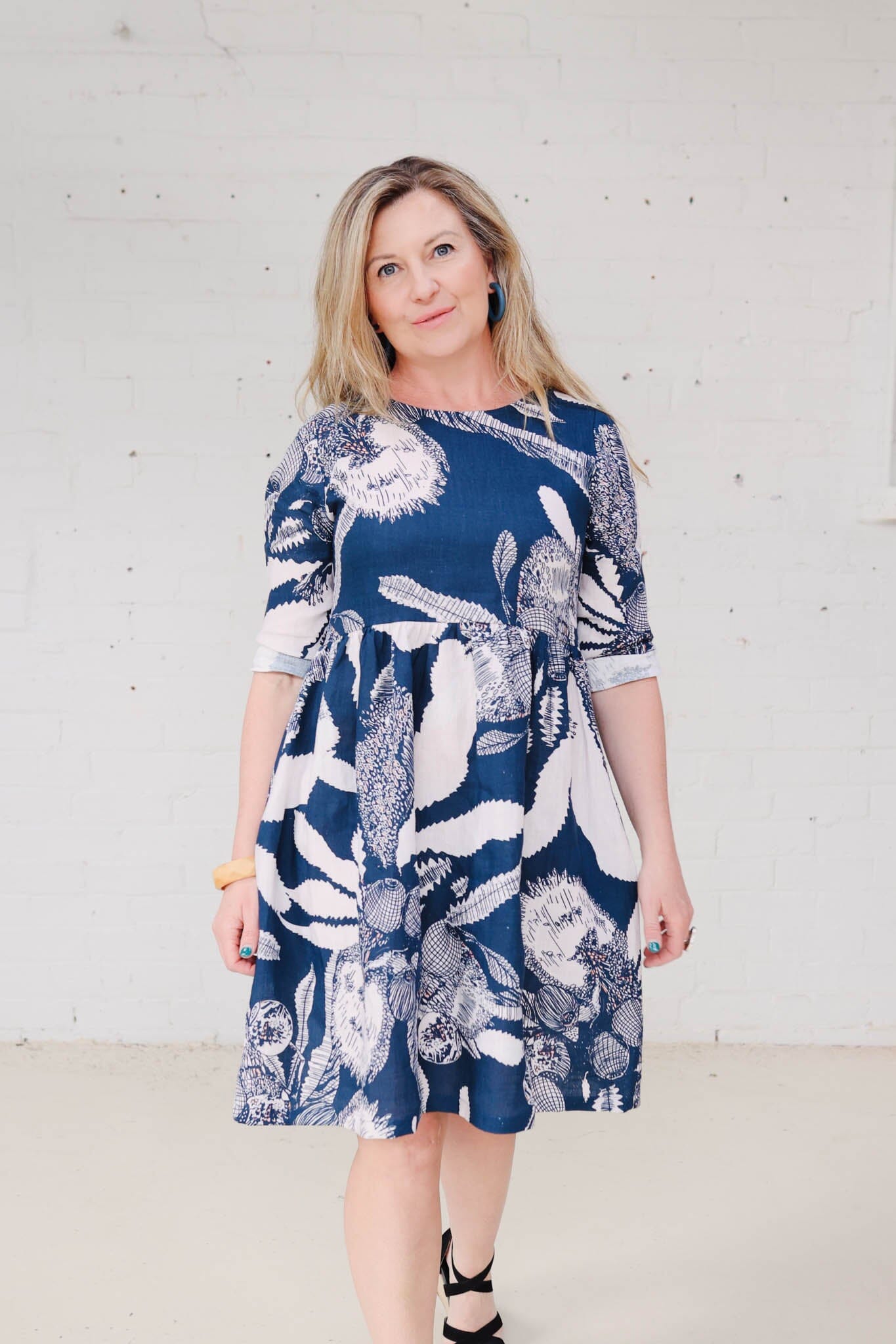 Peasant Dress Organic Pure Linen - Original Sawtooth Banksia Dresses The Spotted Quoll 