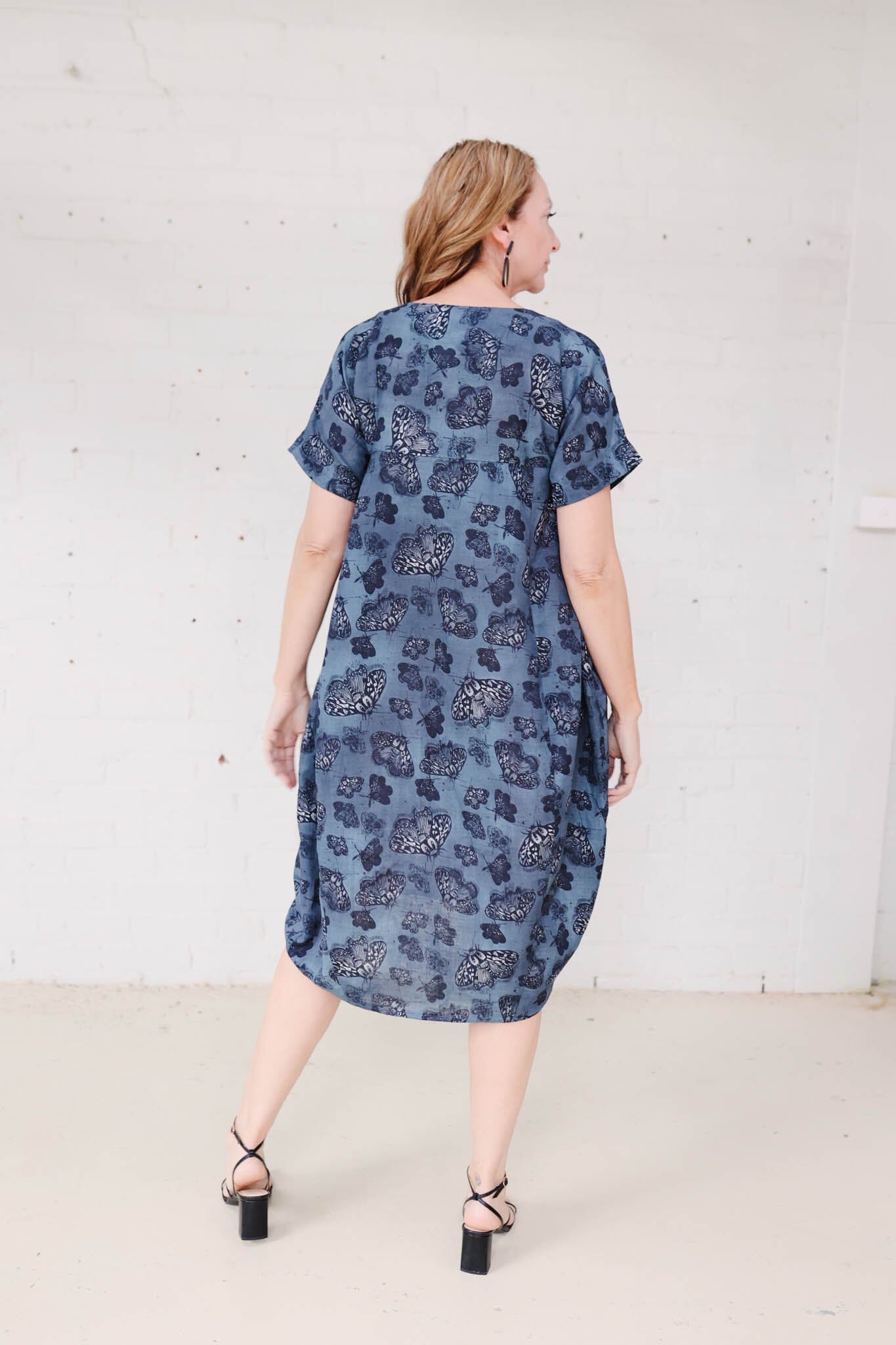 Cocoon Dress Organic Cotton DM -Slate Moth Dress The Spotted Quoll 