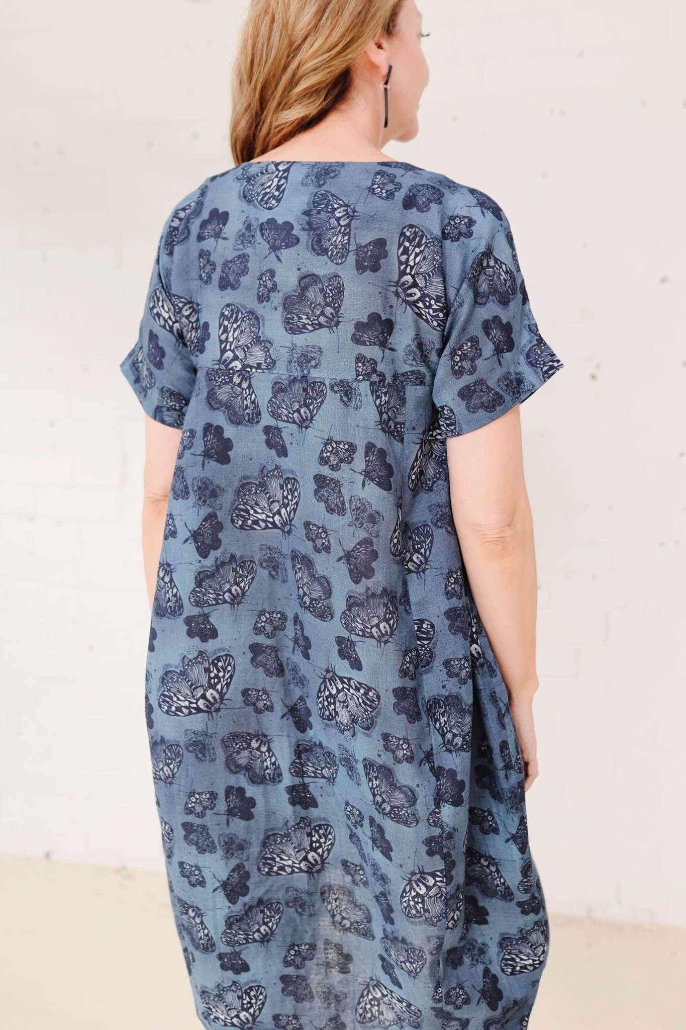 Cocoon Dress Organic Cotton DM -Slate Moth Dress The Spotted Quoll 