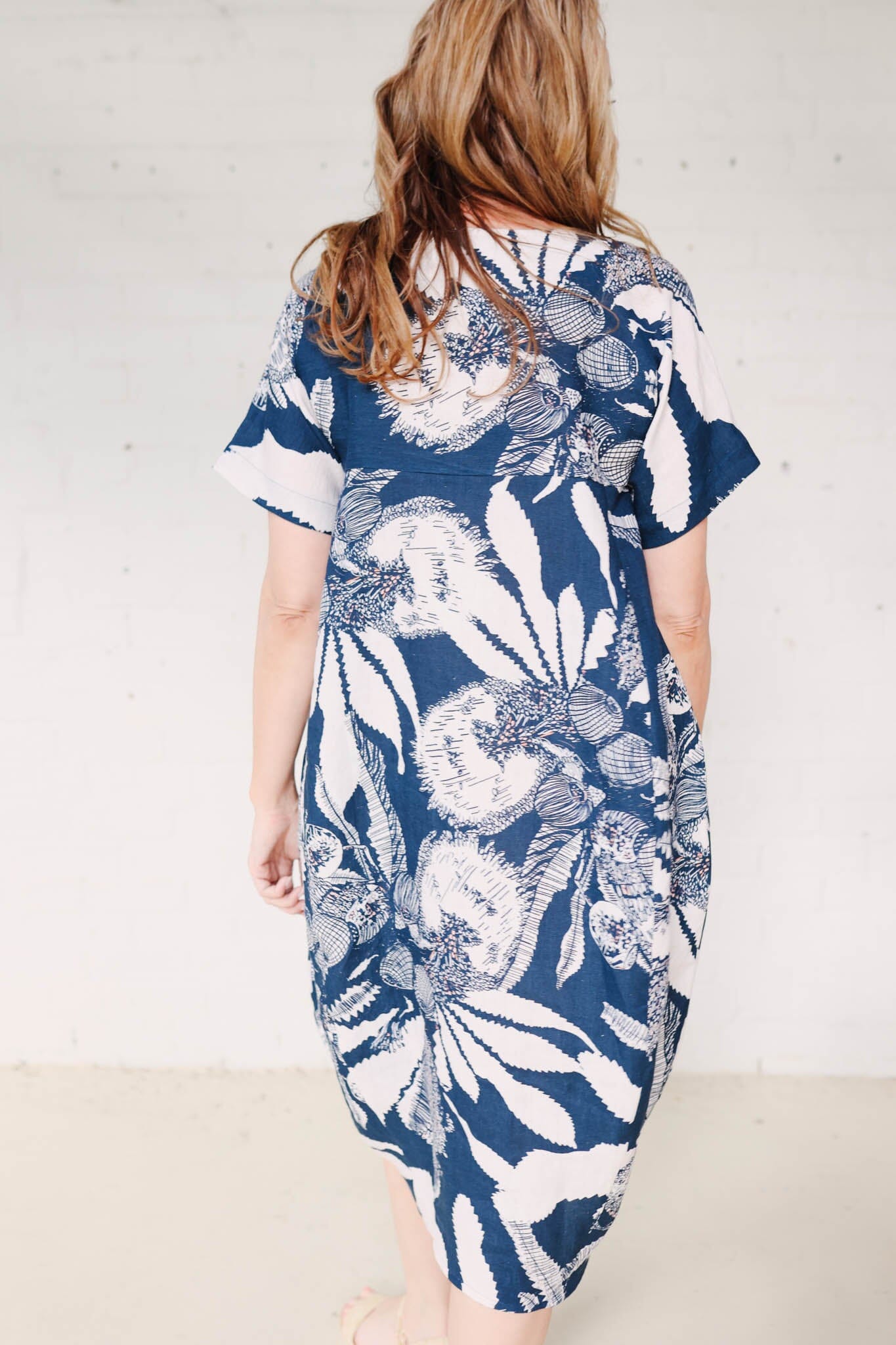 Cocoon Dress Organic Pure Linen - Original Sawtooth Banksia Dress The Spotted Quoll 