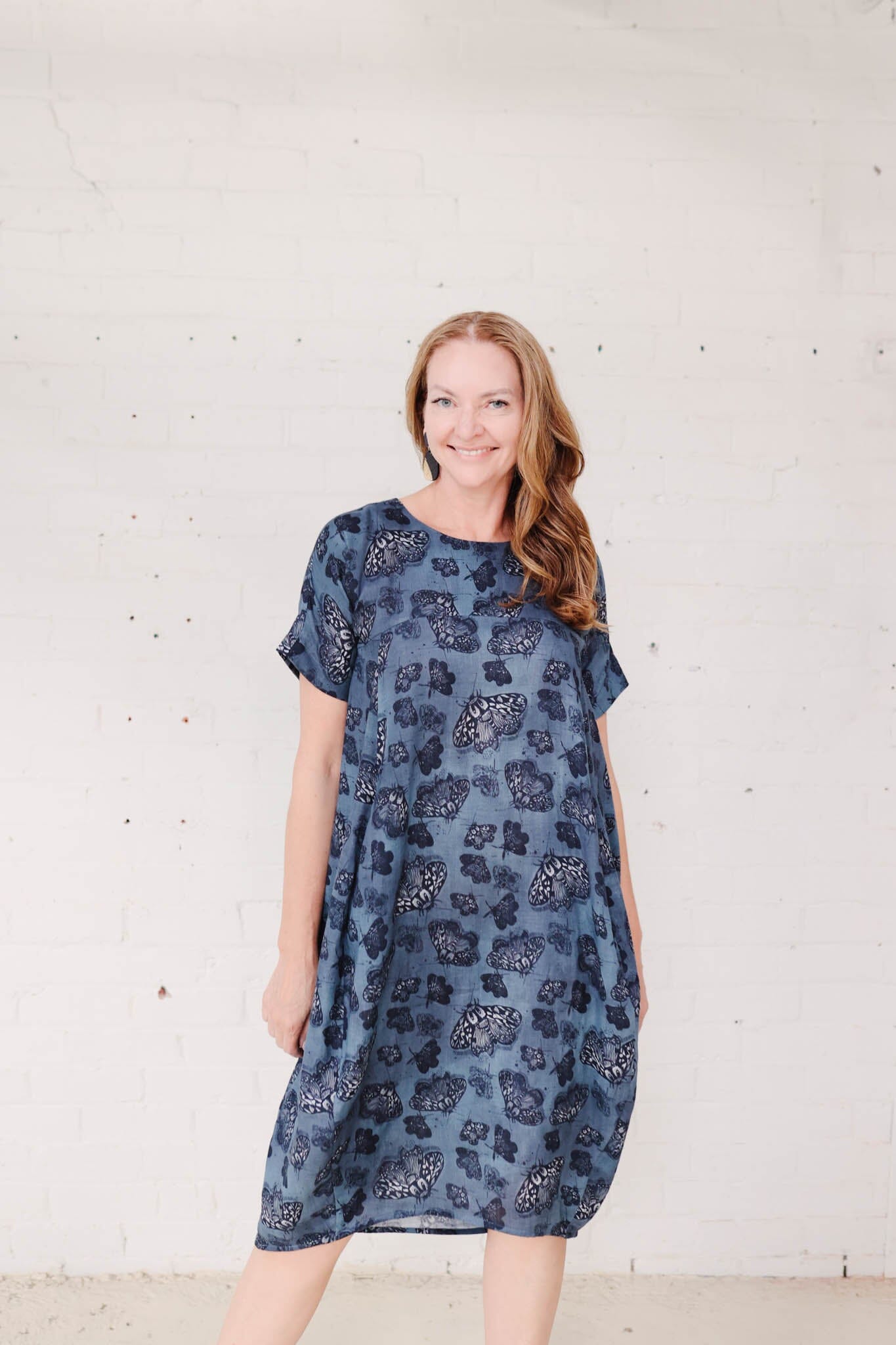 Cocoon Dress Organic Cotton DM -Slate Moth Dress The Spotted Quoll 