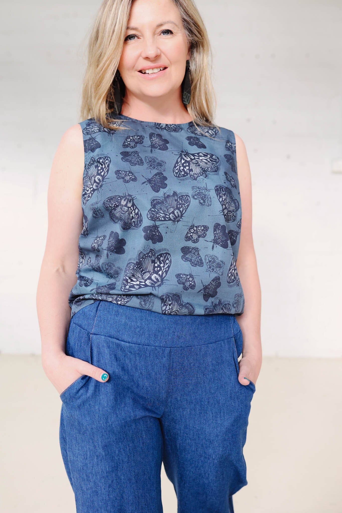 Organic Cotton Poplin Tank - Slate Moth Shirts & Tops The Spotted Quoll 