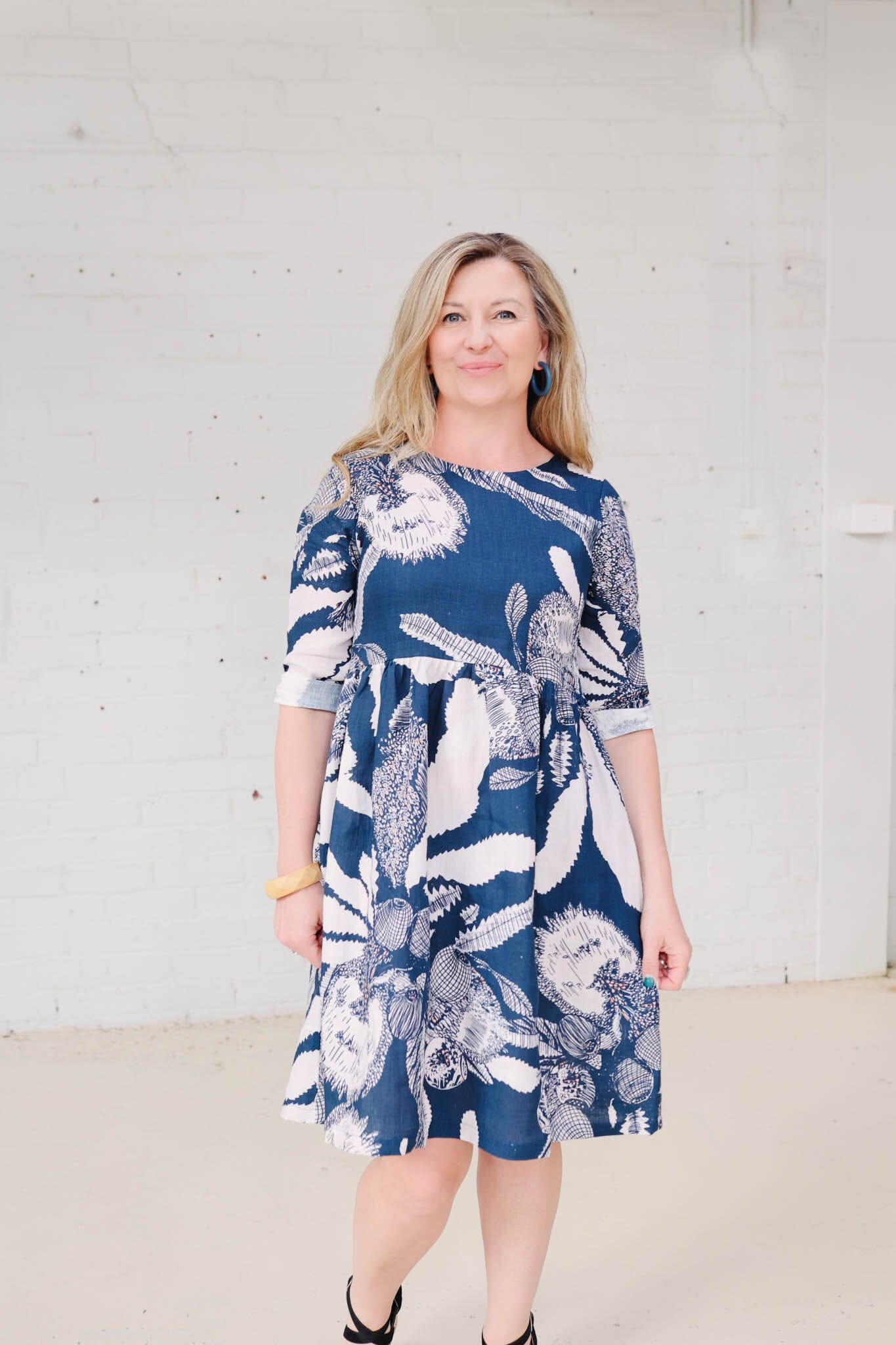 Peasant Dress Organic Pure Linen - Original Sawtooth Banksia Dresses The Spotted Quoll 