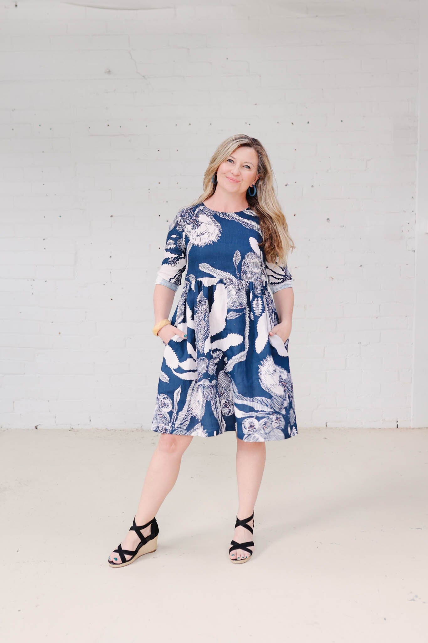 Peasant Dress Organic Pure Linen - Original Sawtooth Banksia Dresses The Spotted Quoll 