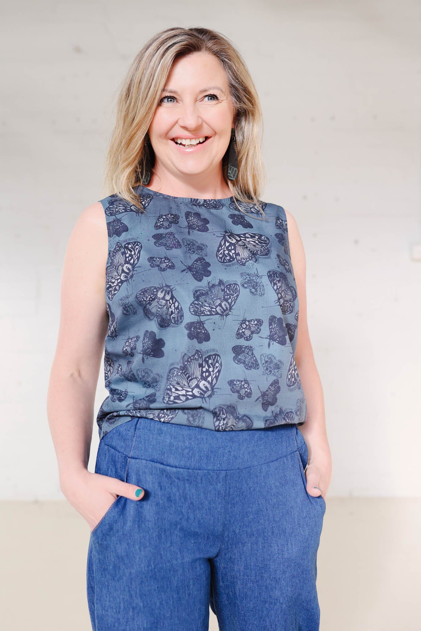 Organic Cotton Poplin Tank - Slate Moth Shirts & Tops The Spotted Quoll 