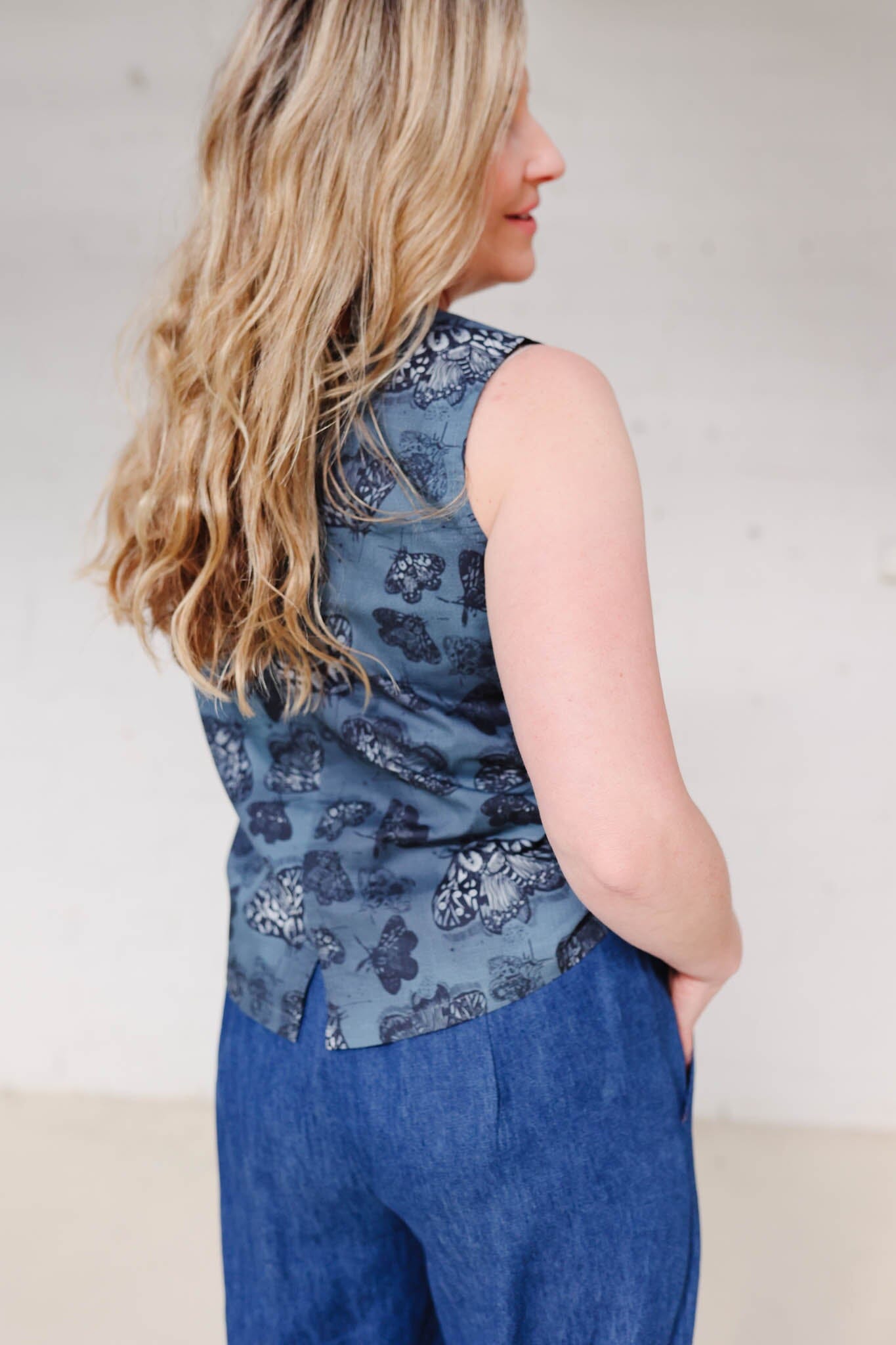 Organic Cotton Poplin Tank - Slate Moth Shirts & Tops The Spotted Quoll 