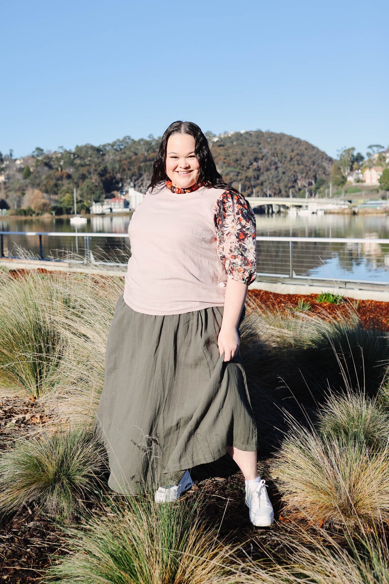 Frankie Shirred Skirt - Khaki Skirt The Spotted Quoll 2XL 