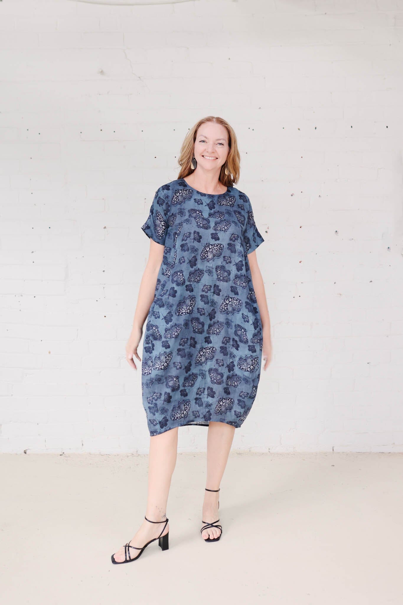 Cocoon Dress Organic Cotton DM -Slate Moth Dress The Spotted Quoll 