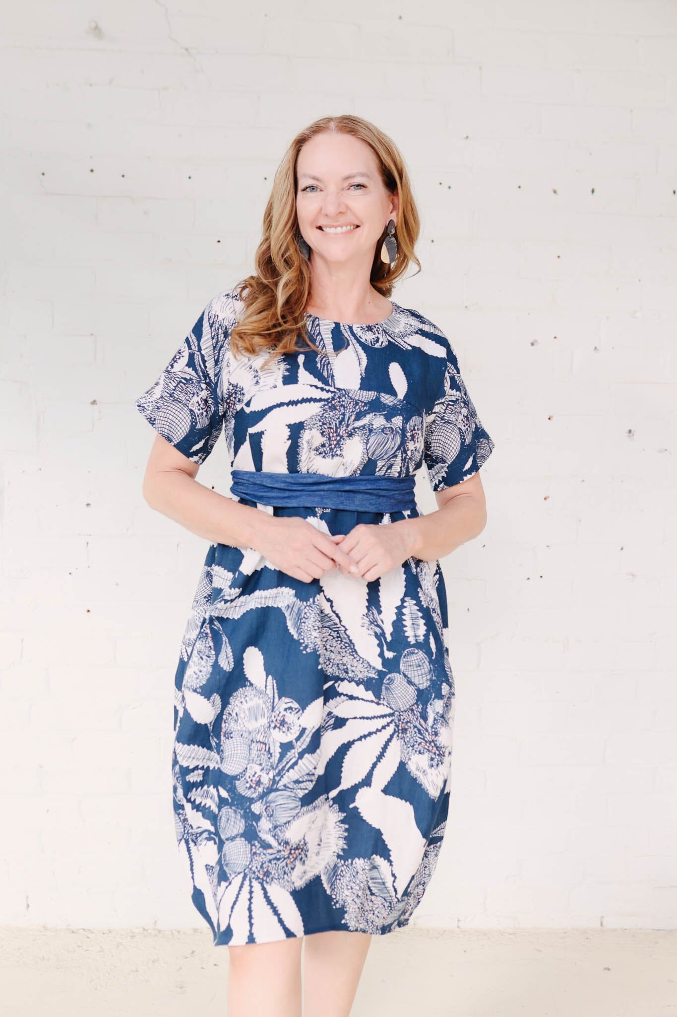 Cocoon Dress Organic Pure Linen - Original Sawtooth Banksia Dress The Spotted Quoll 