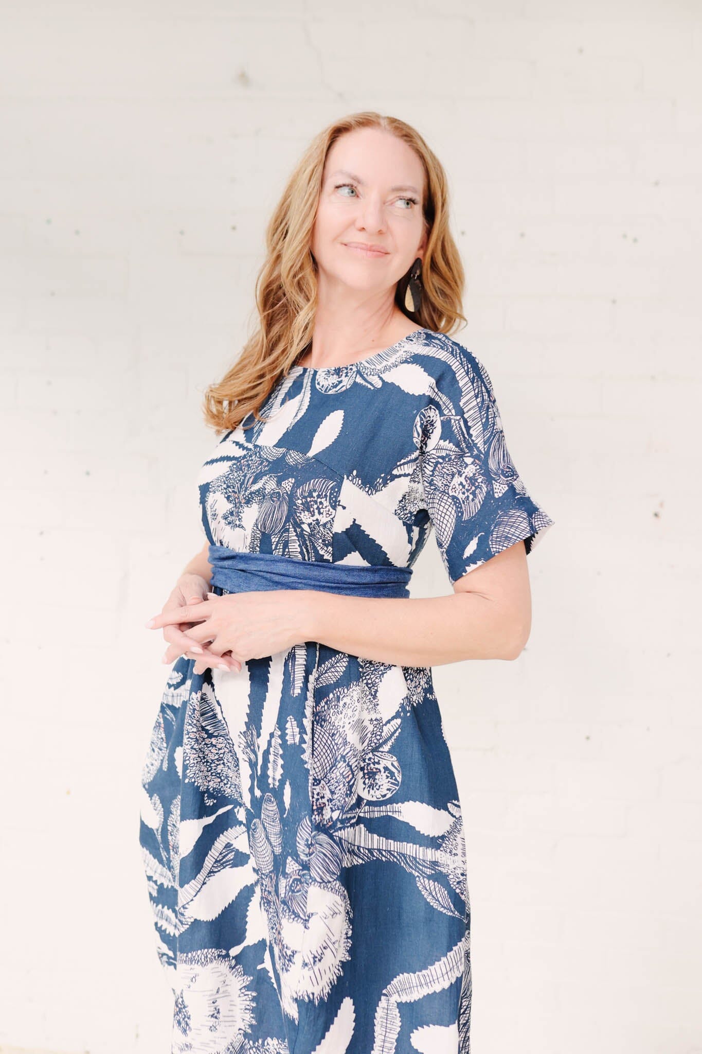 Cocoon Dress Organic Pure Linen - Original Sawtooth Banksia Dress The Spotted Quoll 
