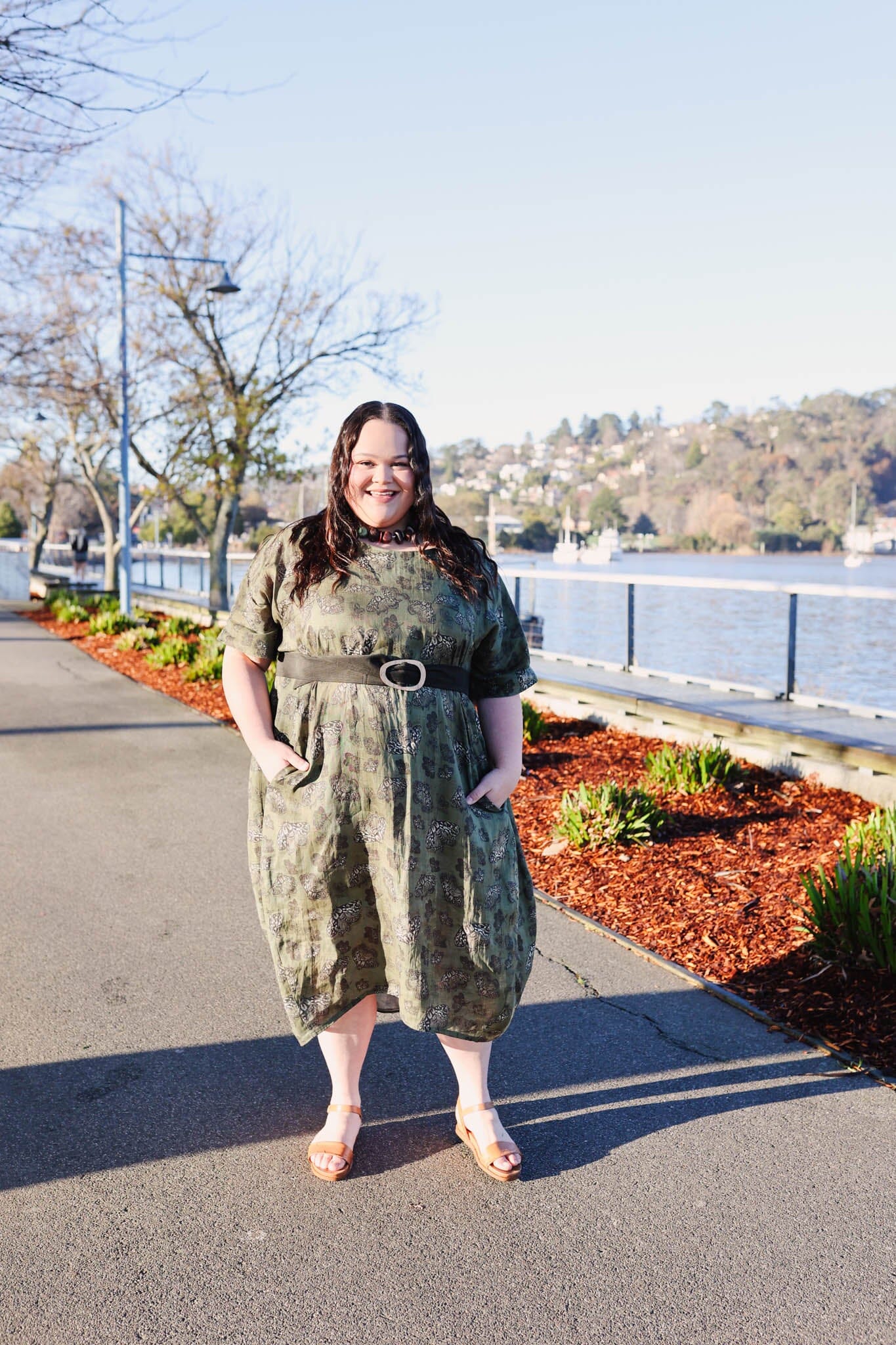 Organic Linen Cocoon Dress - Moss Moth Dress The Spotted Quoll L/XL (16-18) 
