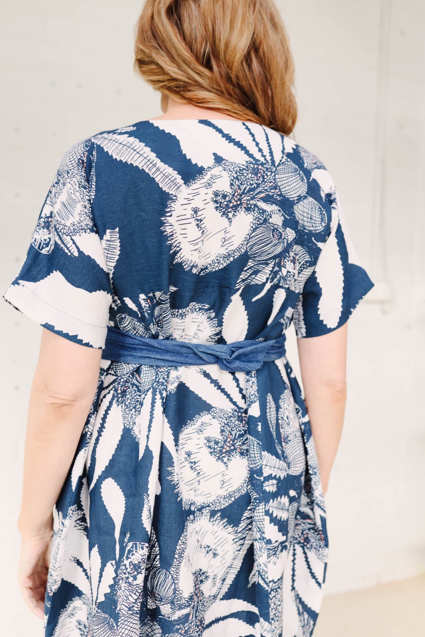 Cocoon Dress Organic Pure Linen - Original Sawtooth Banksia Dress The Spotted Quoll 