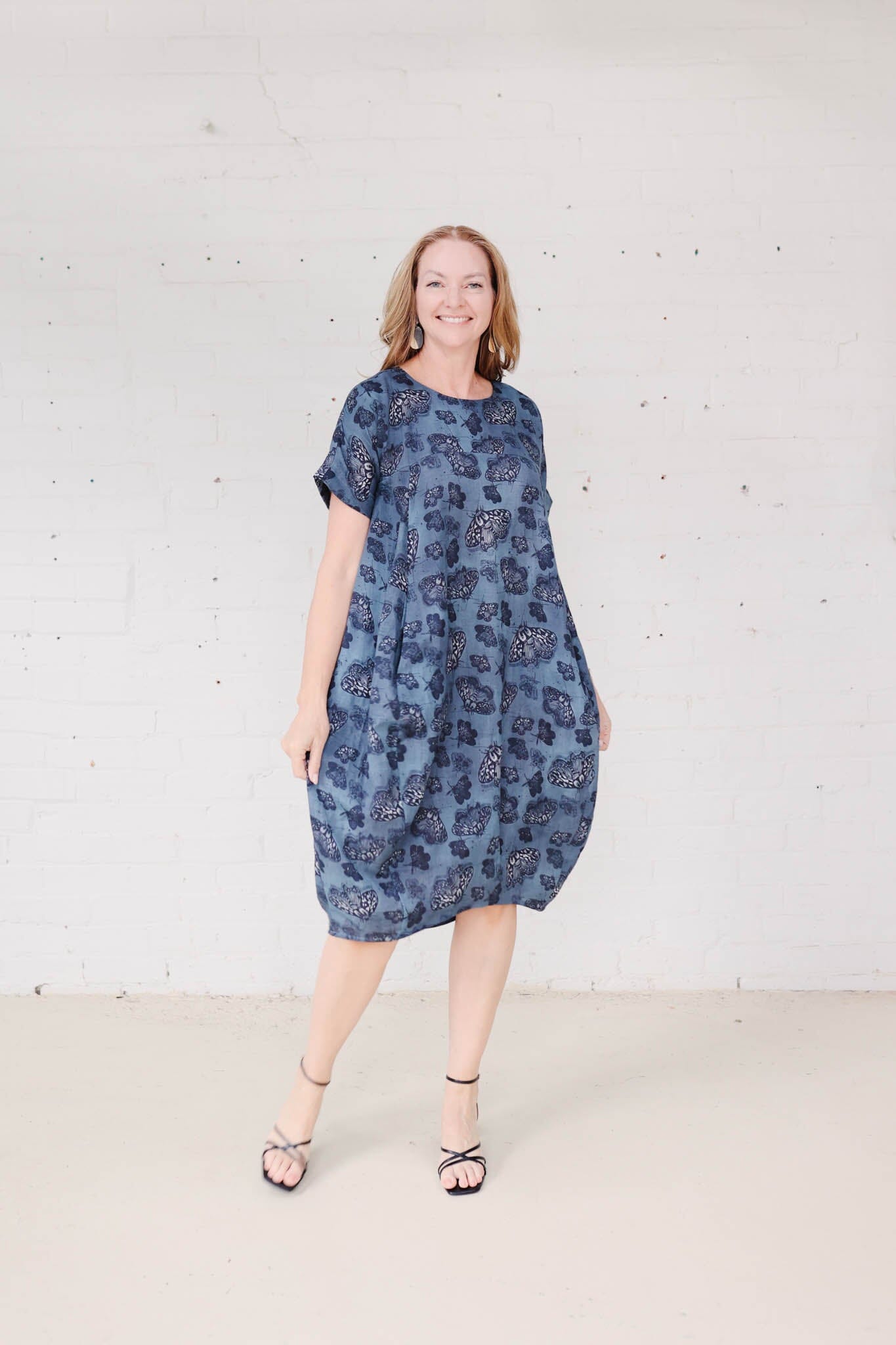 Cocoon Dress Organic Cotton DM -Slate Moth Dress The Spotted Quoll 