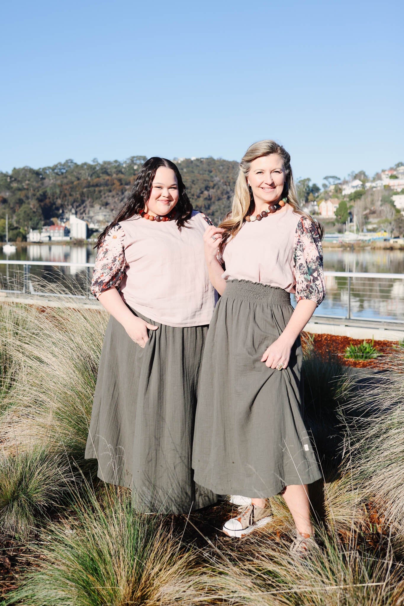 Frankie Shirred Skirt - Khaki Skirt The Spotted Quoll 