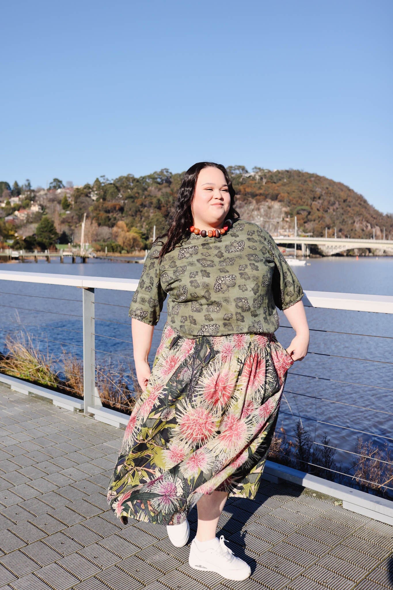 Frankie Shirred Skirt - Pincushion Skirt The Spotted Quoll L/XL 