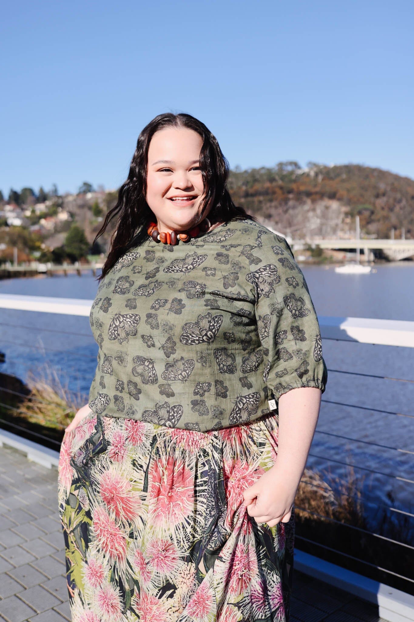Lady Jane Bishops Sleeve Blouse - Moss Moth top The Spotted Quoll 