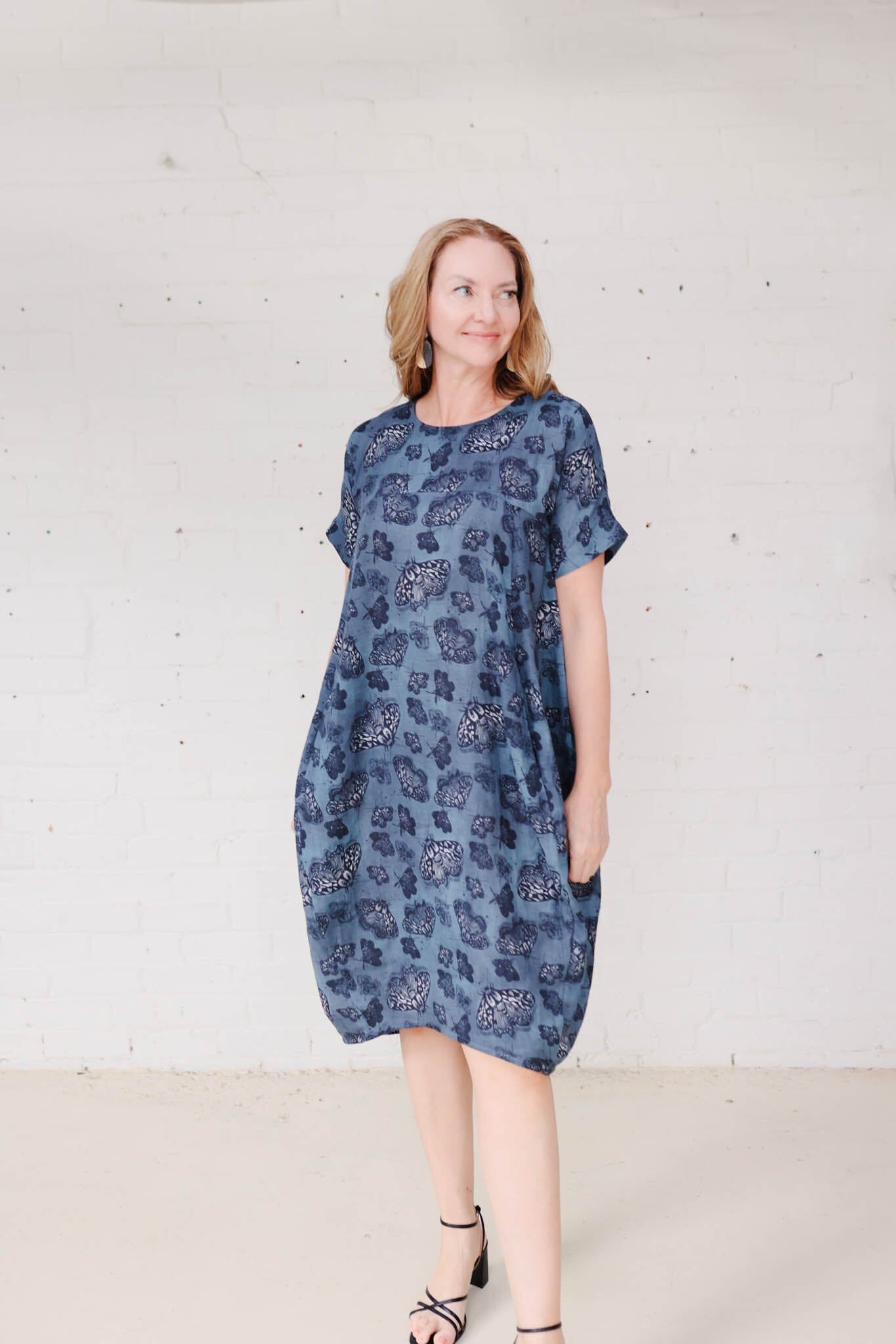 Cocoon Dress Organic Cotton DM -Slate Moth Dress The Spotted Quoll 