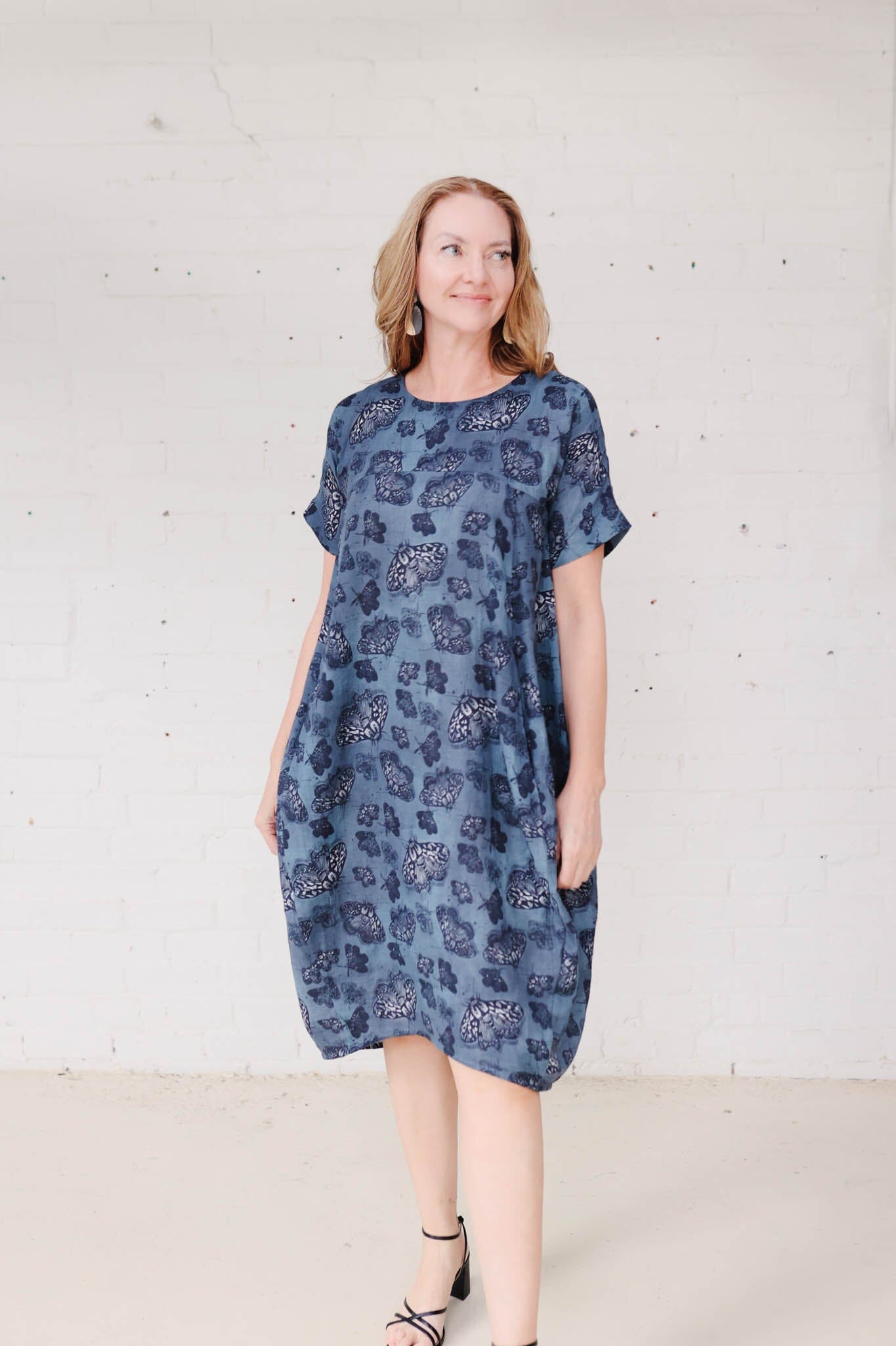 Cocoon Dress Organic Cotton DM -Slate Moth Dress The Spotted Quoll 