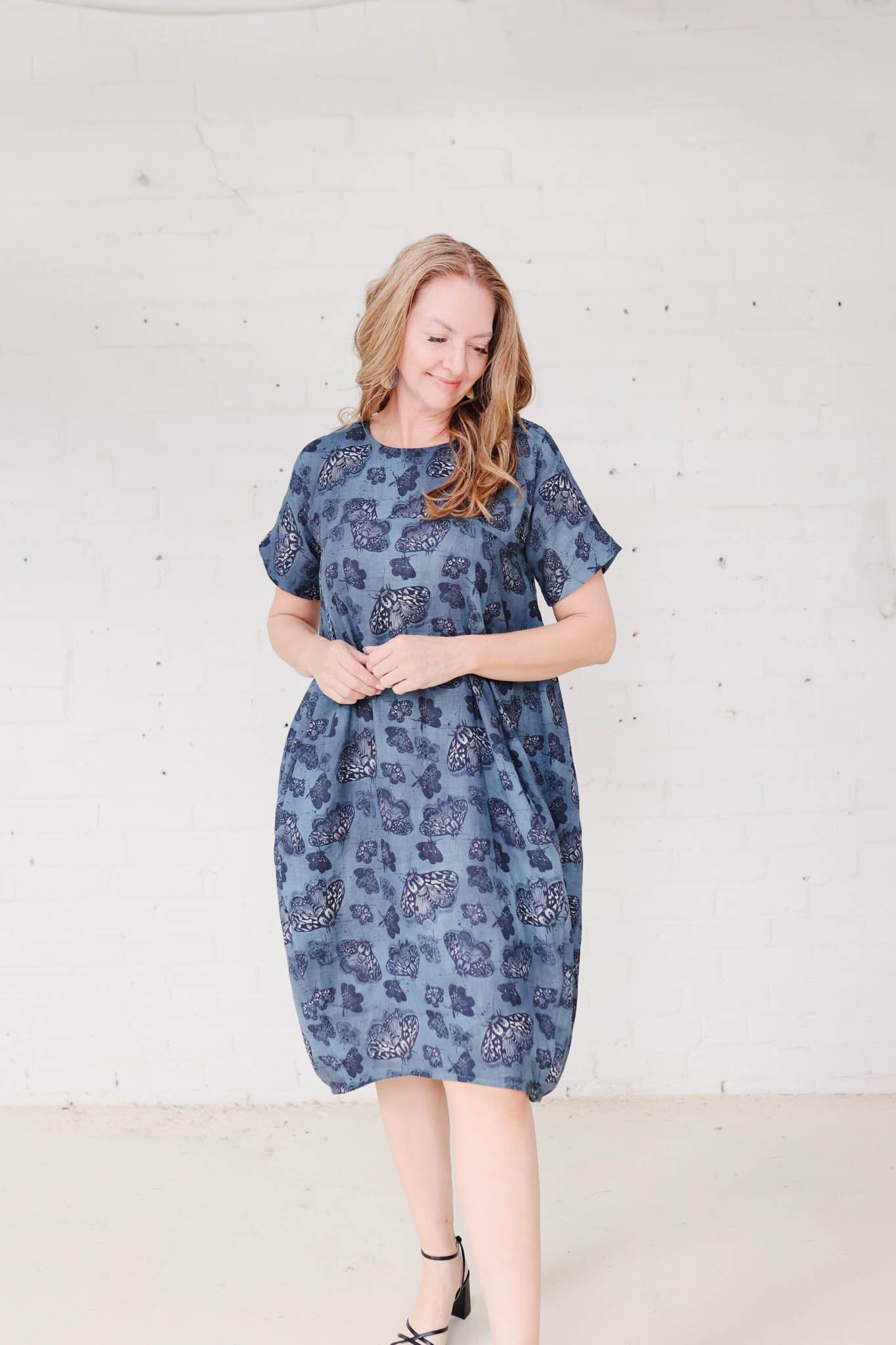Cocoon Dress Organic Cotton DM -Slate Moth Dress The Spotted Quoll 