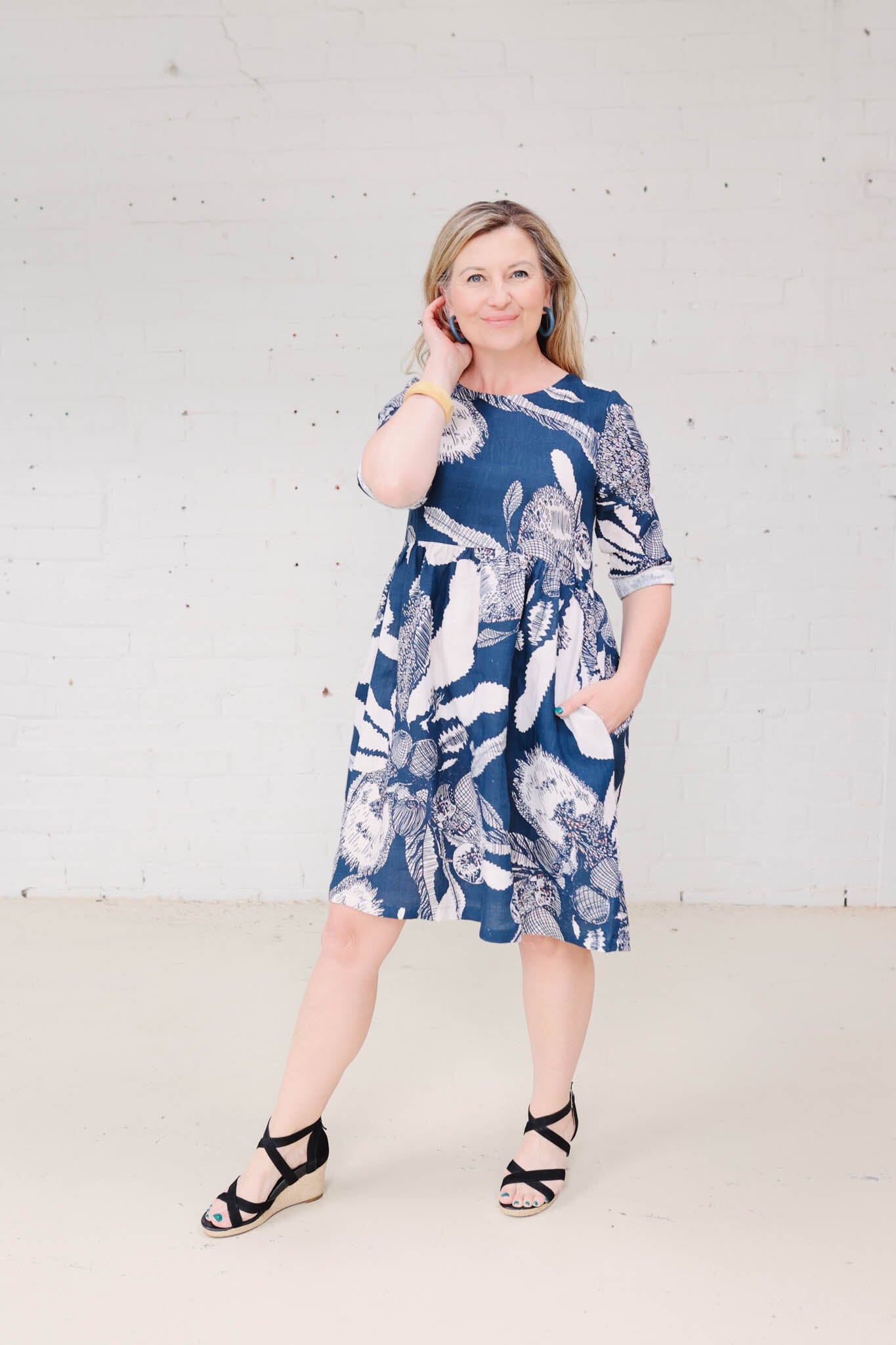 Peasant Dress Organic Pure Linen - Original Sawtooth Banksia Dresses The Spotted Quoll 