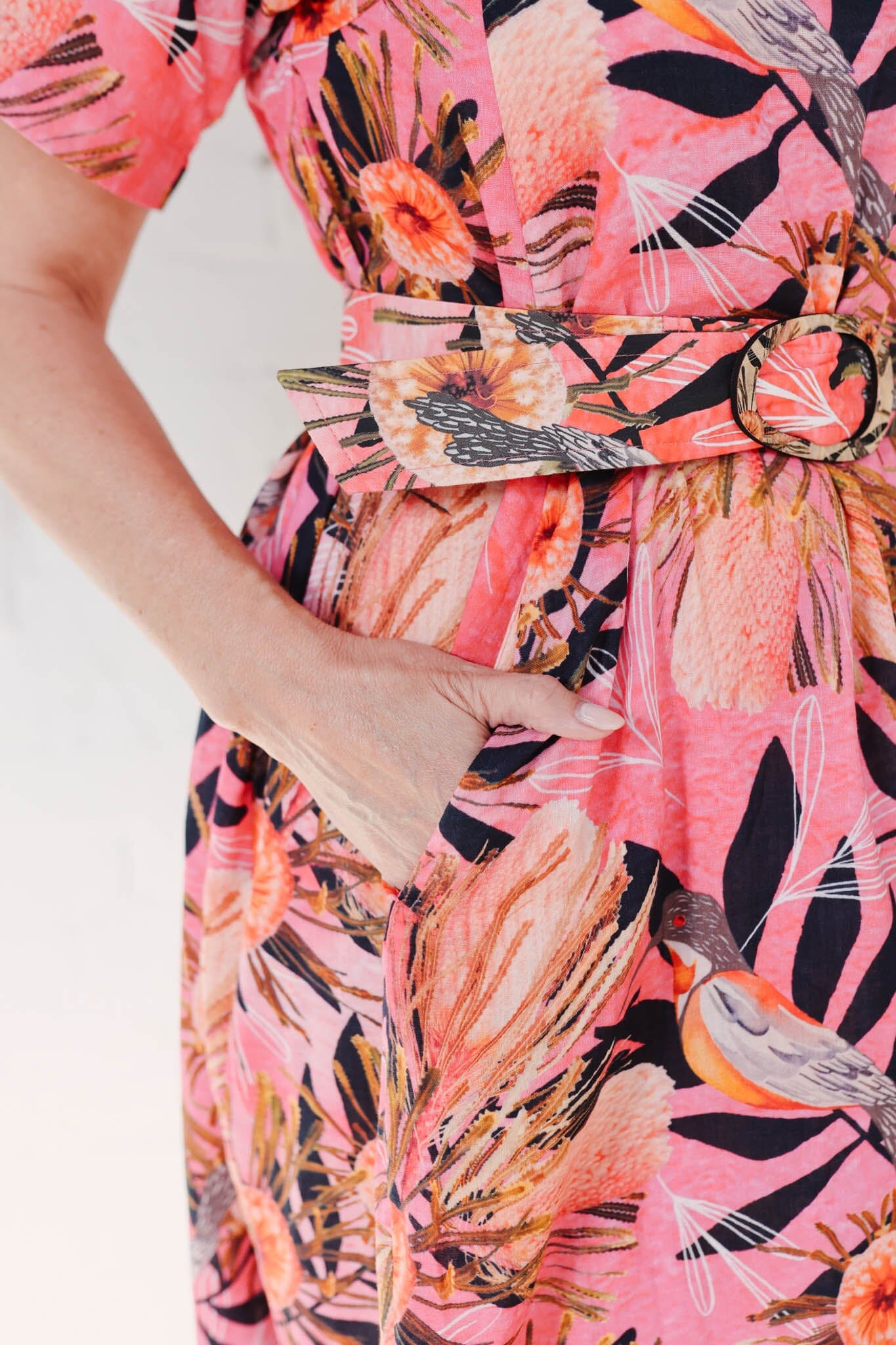 Cocoon Dress Organic Pure Linen - Pink Summer Bouquet Dress The Spotted Quoll 