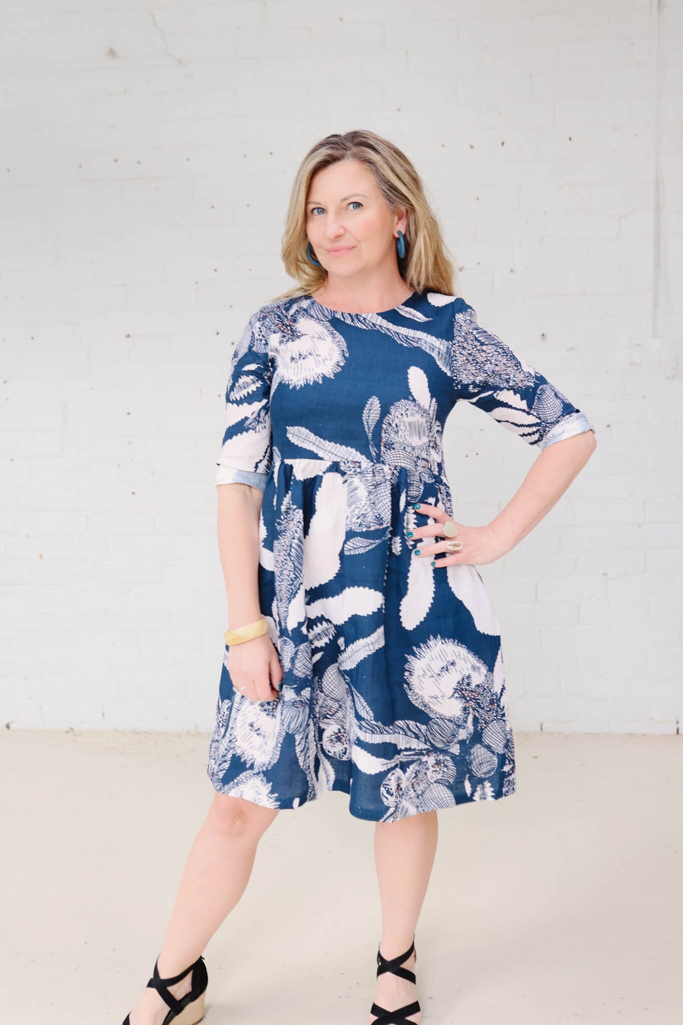 Peasant Dress Organic Pure Linen - Original Sawtooth Banksia Dresses The Spotted Quoll 