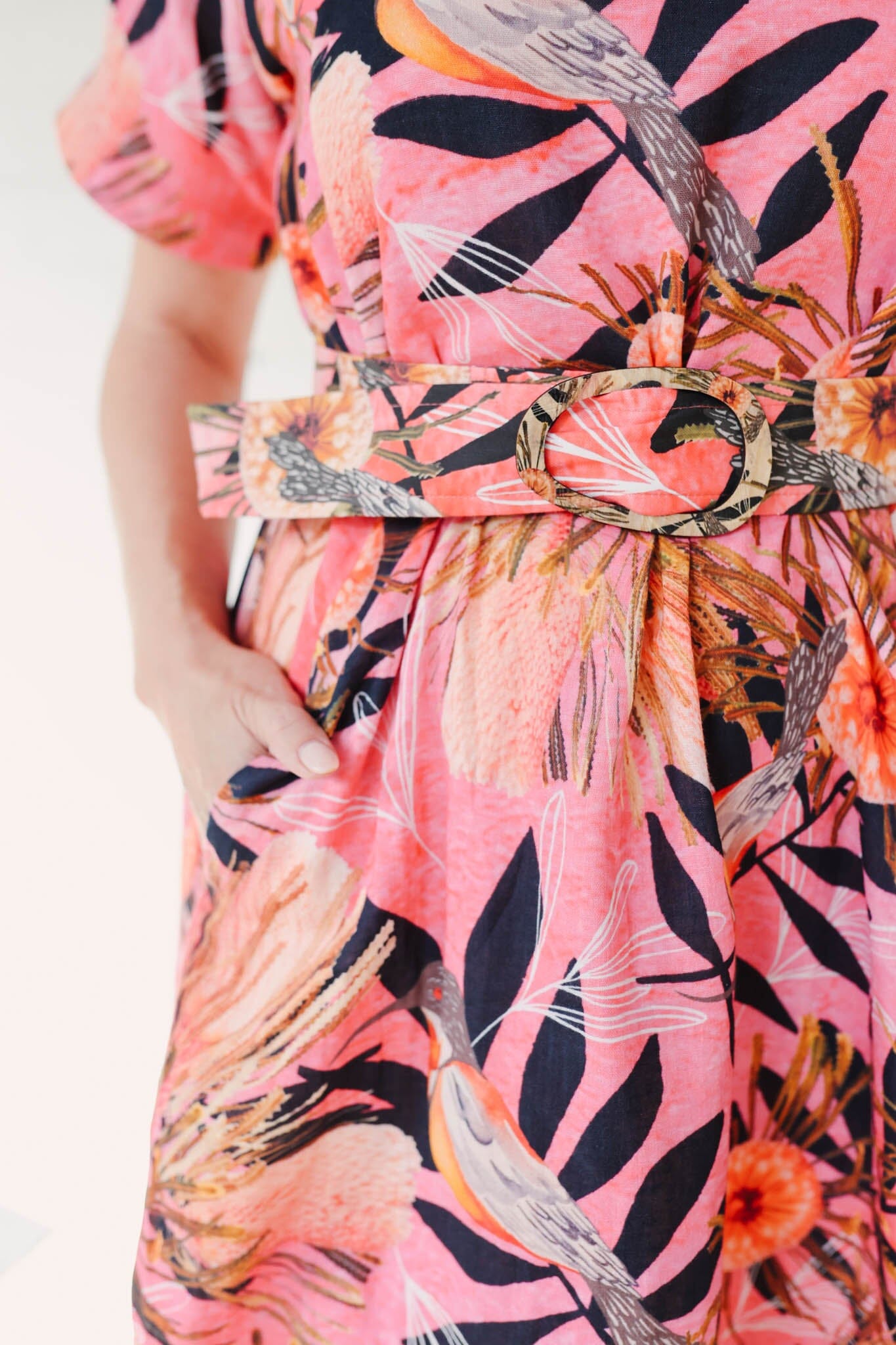 Cocoon Dress Organic Pure Linen - Pink Summer Bouquet Dress The Spotted Quoll 