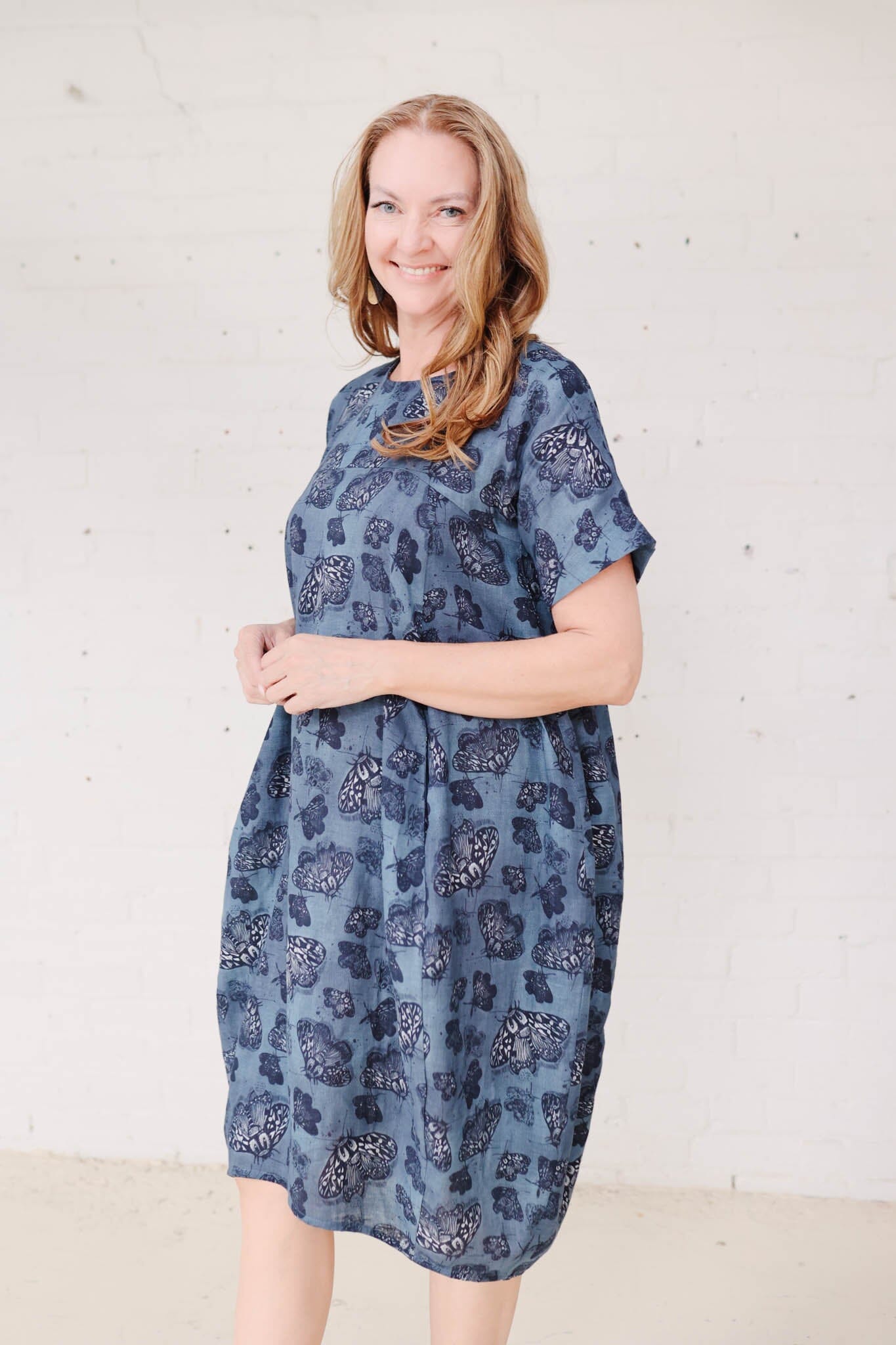 Cocoon Dress Organic Cotton DM -Slate Moth Dress The Spotted Quoll 