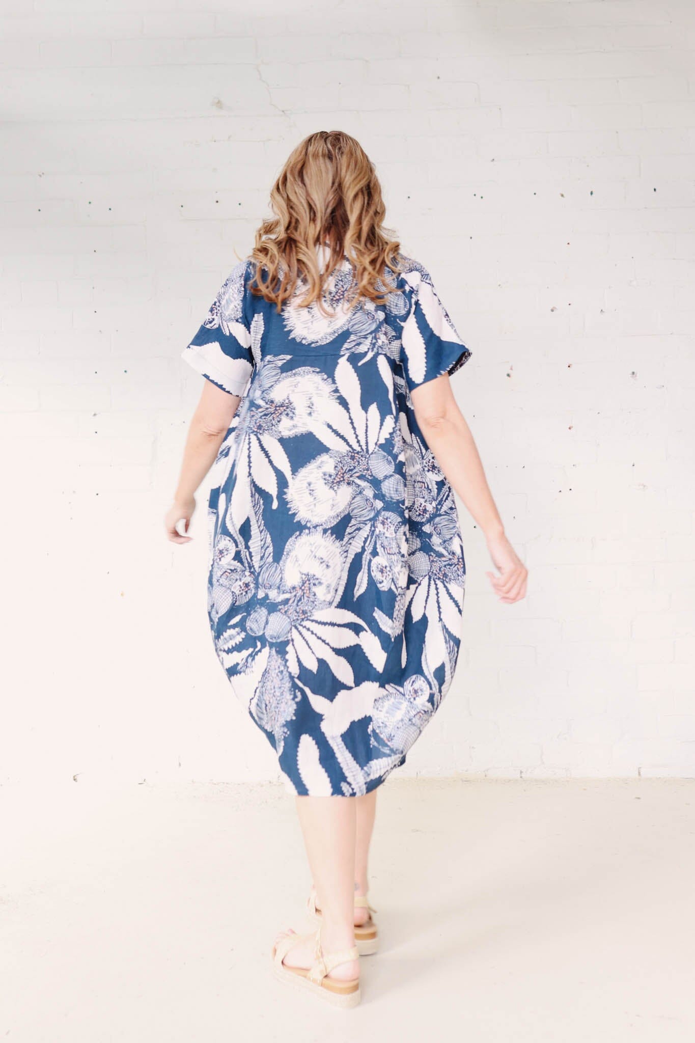 Cocoon Dress Organic Pure Linen - Original Sawtooth Banksia Dress The Spotted Quoll 