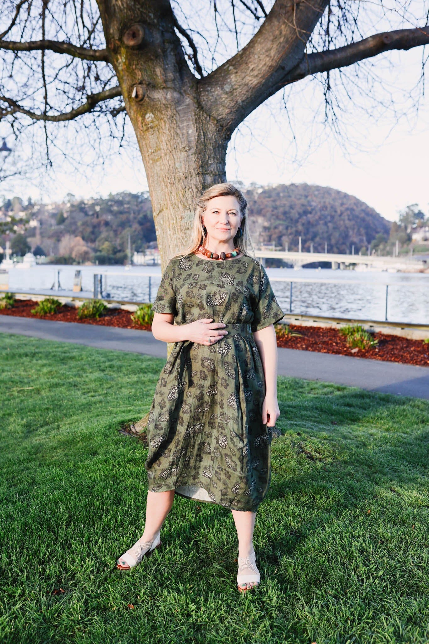 Organic Linen Cocoon Dress - Moss Moth Dress The Spotted Quoll XXS (6-8) 