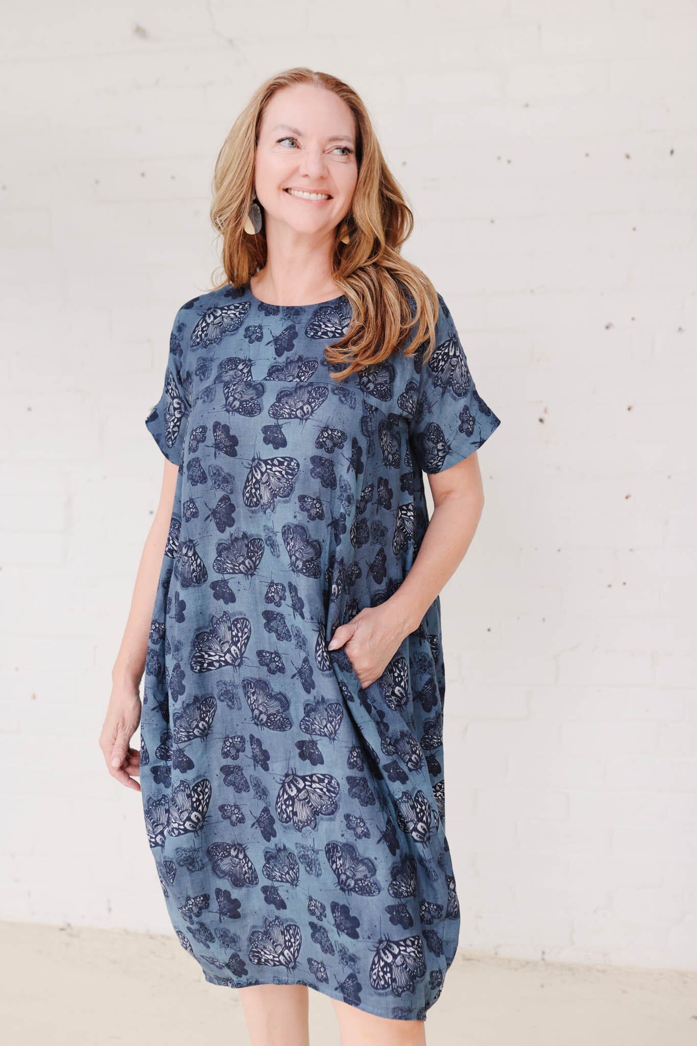 Cocoon Dress Organic Cotton DM -Slate Moth Dress The Spotted Quoll 