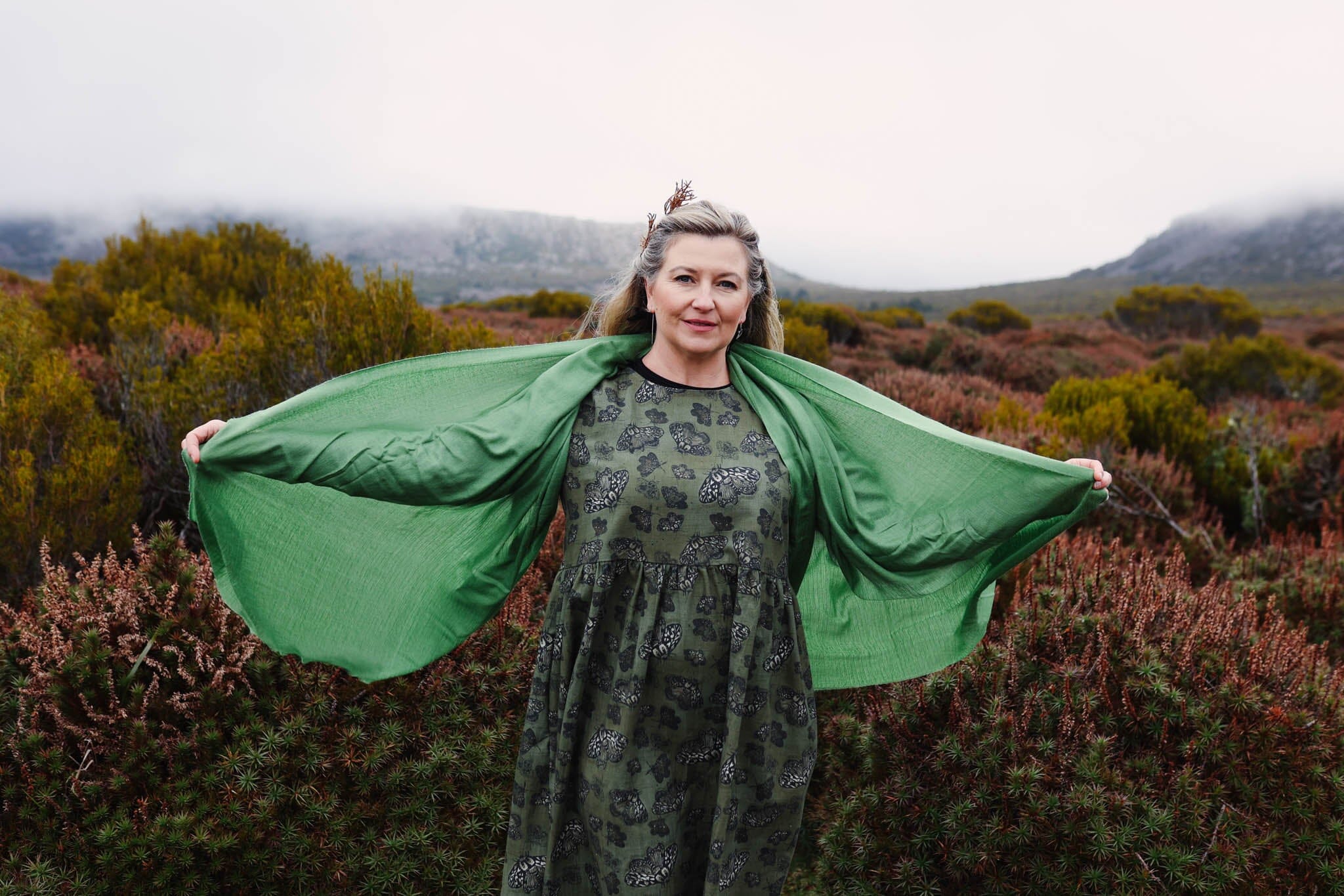Organic Cashmere Pashmina - Moss Scarf The Spotted Quoll 