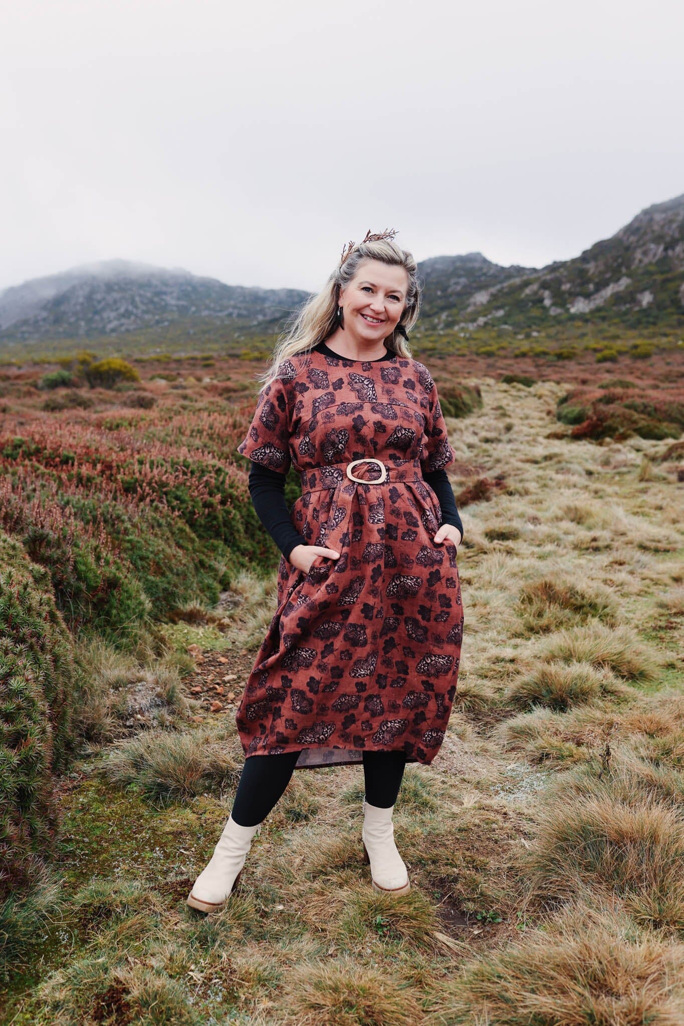 Organic Linen Cocoon Dress - Cocoa Moth Dress The Spotted Quoll 